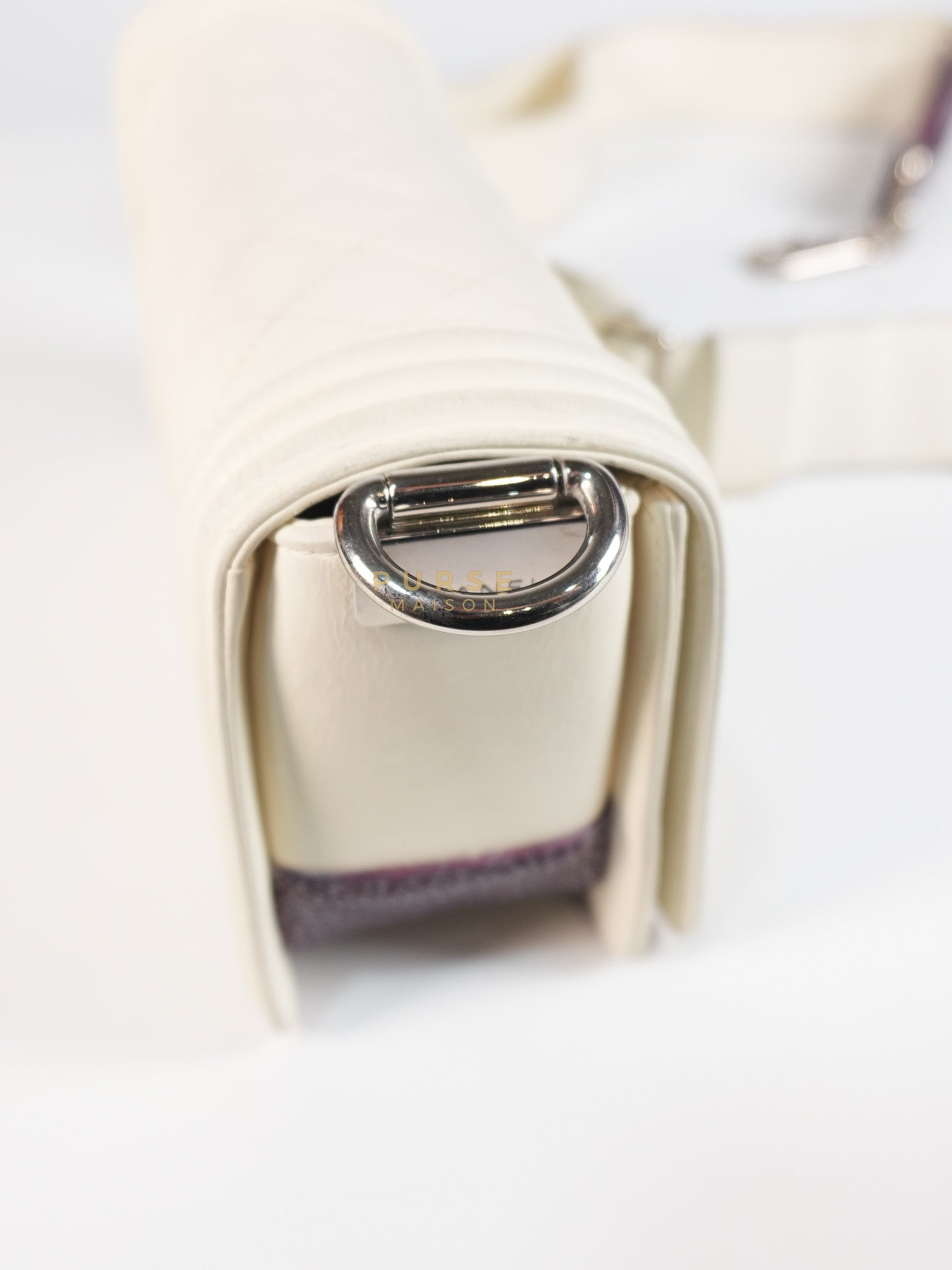 Boy Galuchat Mini Flap Bag in White Quilted Lambskin Leather & Silver Hardware Series 16 | Purse Maison Luxury Bags Shop