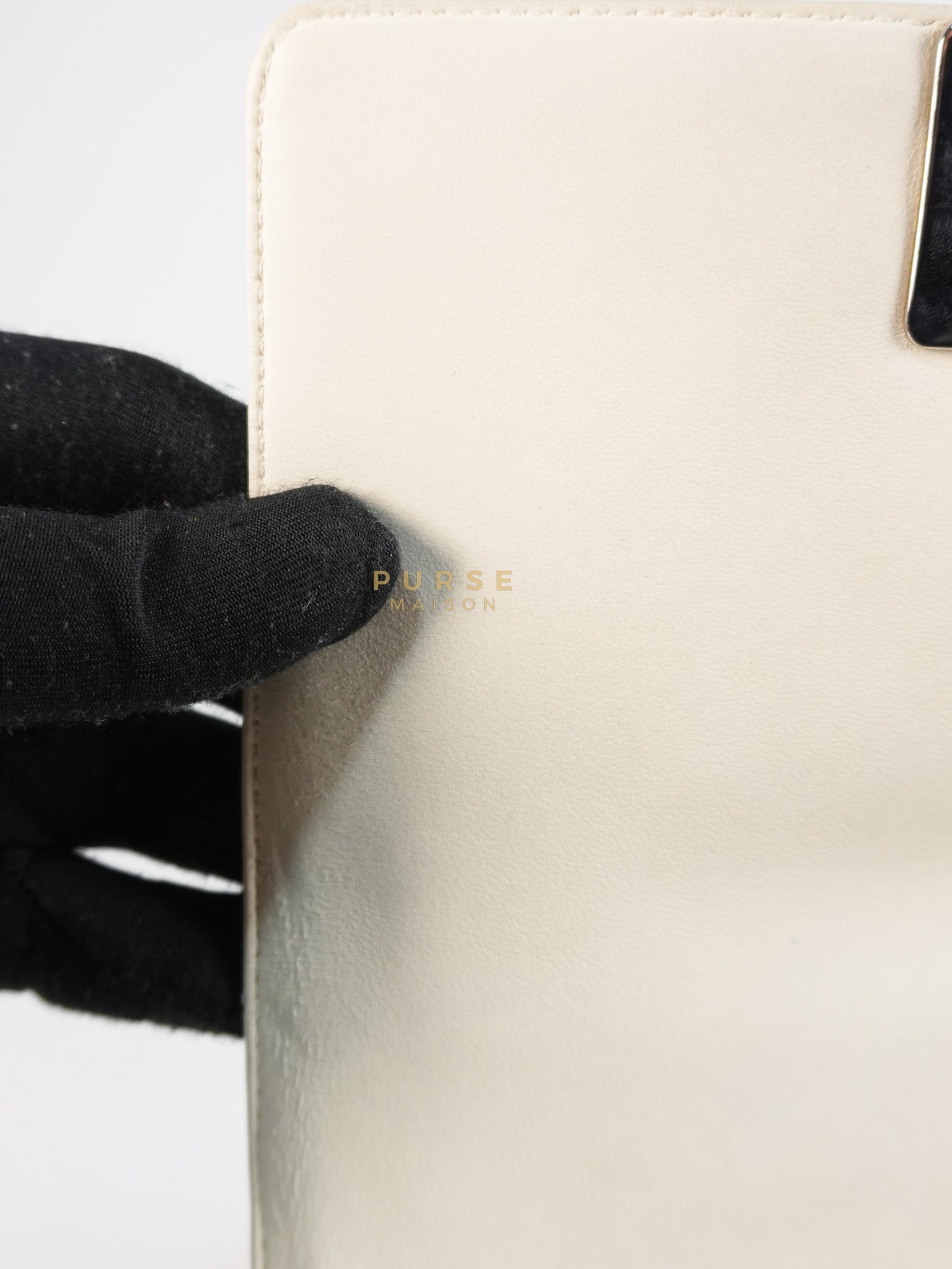 Boy Galuchat Mini Flap Bag in White Quilted Lambskin Leather & Silver Hardware Series 16 | Purse Maison Luxury Bags Shop