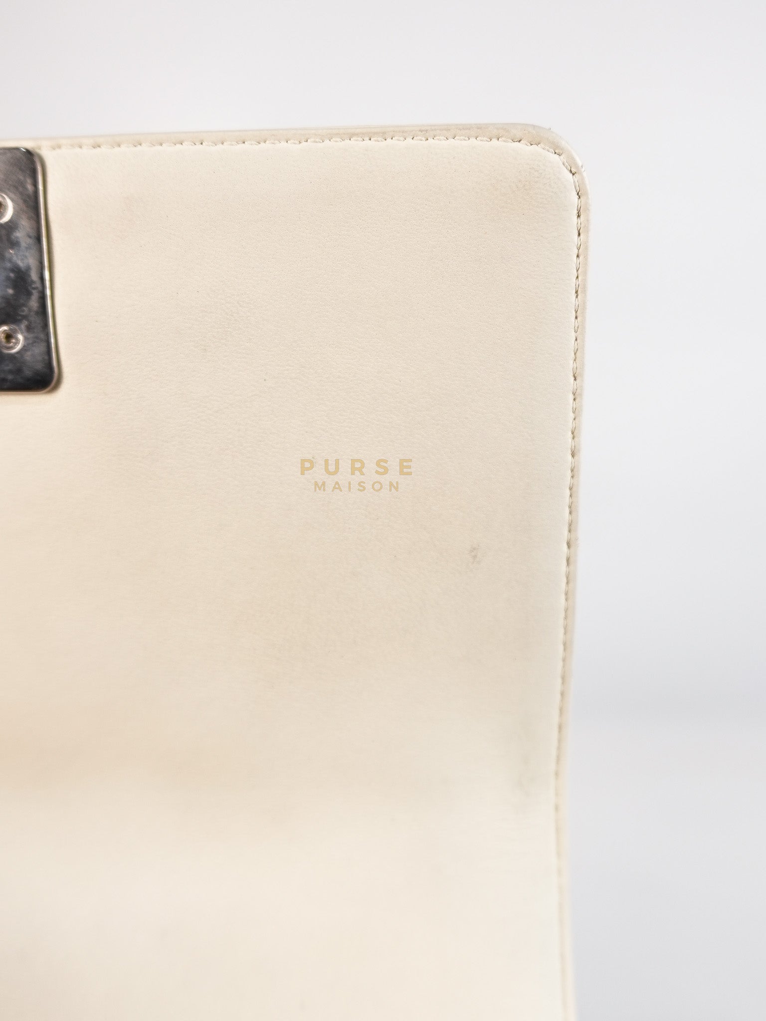 Boy Galuchat Mini Flap Bag in White Quilted Lambskin Leather & Silver Hardware Series 16 | Purse Maison Luxury Bags Shop