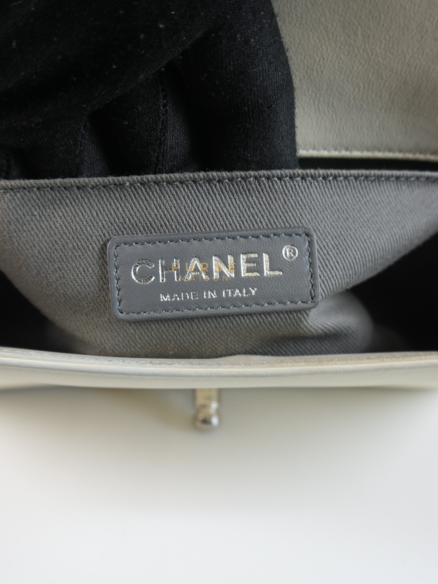 Boy Galuchat Mini Flap Bag in White Quilted Lambskin Leather & Silver Hardware Series 16 | Purse Maison Luxury Bags Shop