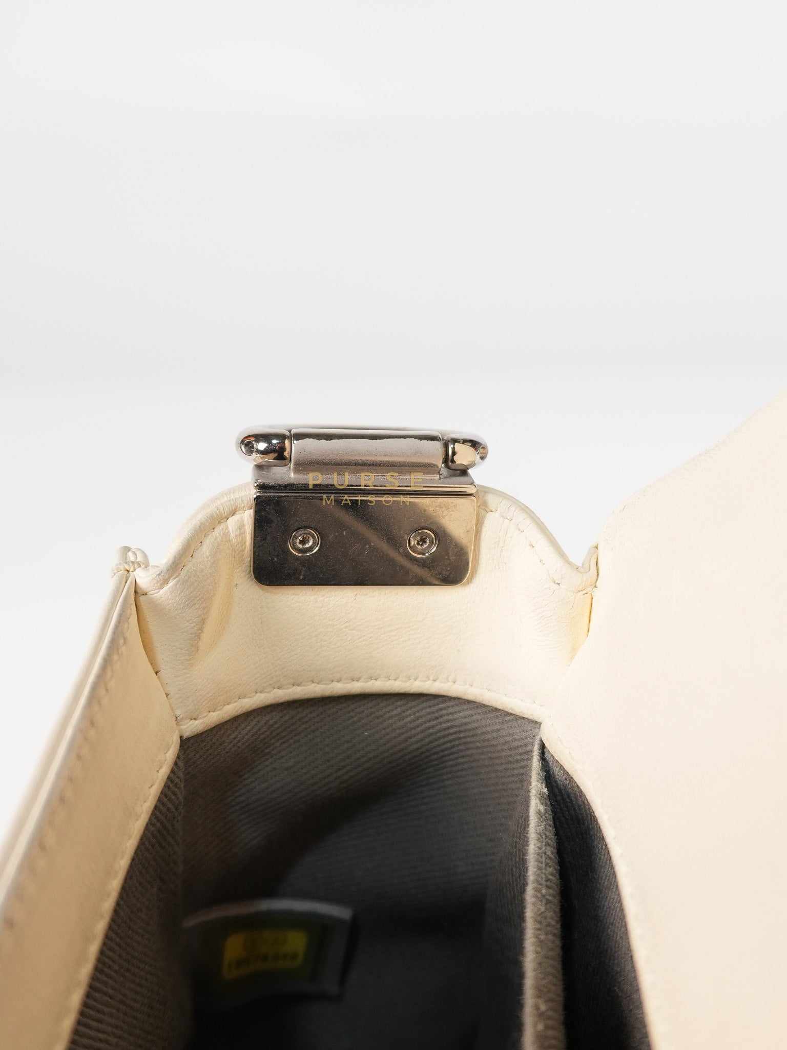 Boy Galuchat Mini Flap Bag in White Quilted Lambskin Leather & Silver Hardware Series 16 | Purse Maison Luxury Bags Shop