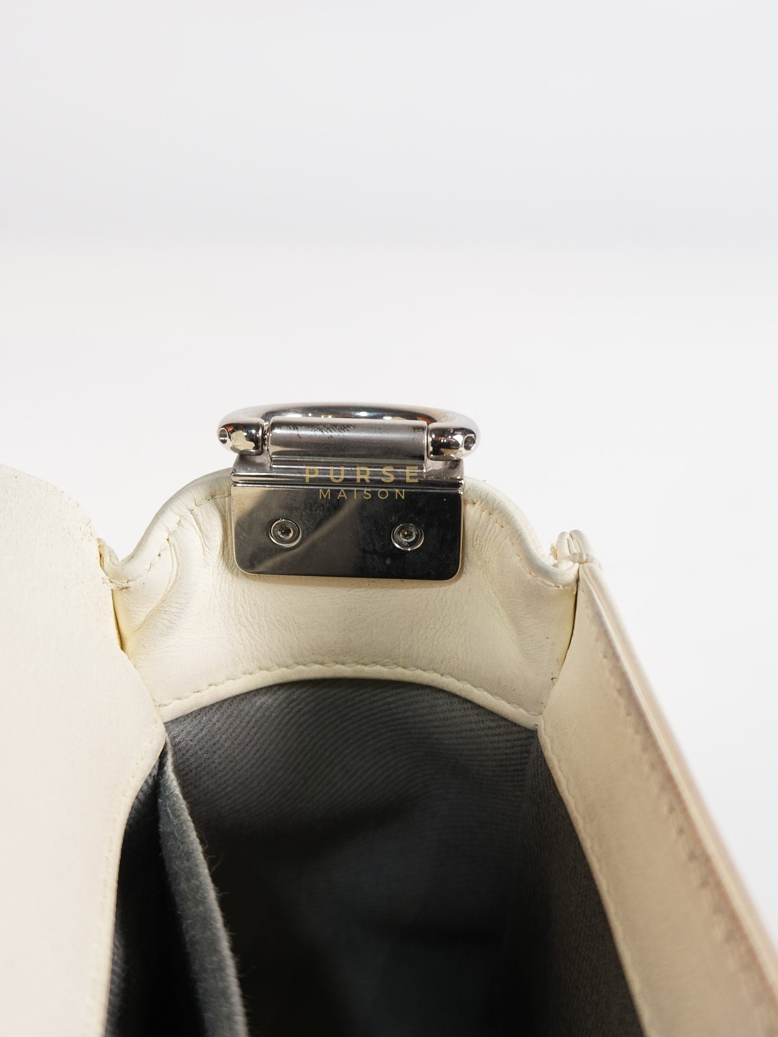 Boy Galuchat Mini Flap Bag in White Quilted Lambskin Leather & Silver Hardware Series 16 | Purse Maison Luxury Bags Shop