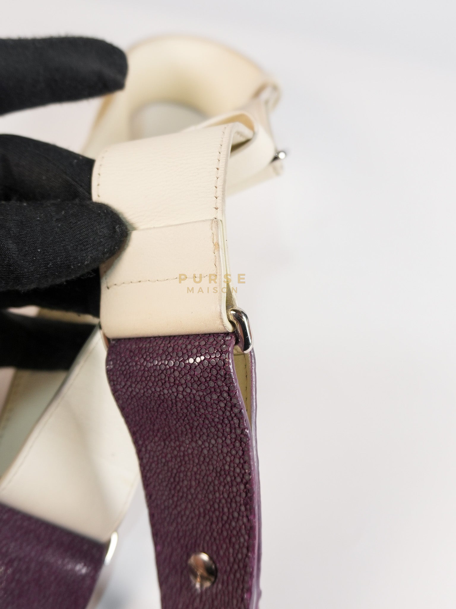 Boy Galuchat Mini Flap Bag in White Quilted Lambskin Leather & Silver Hardware Series 16 | Purse Maison Luxury Bags Shop