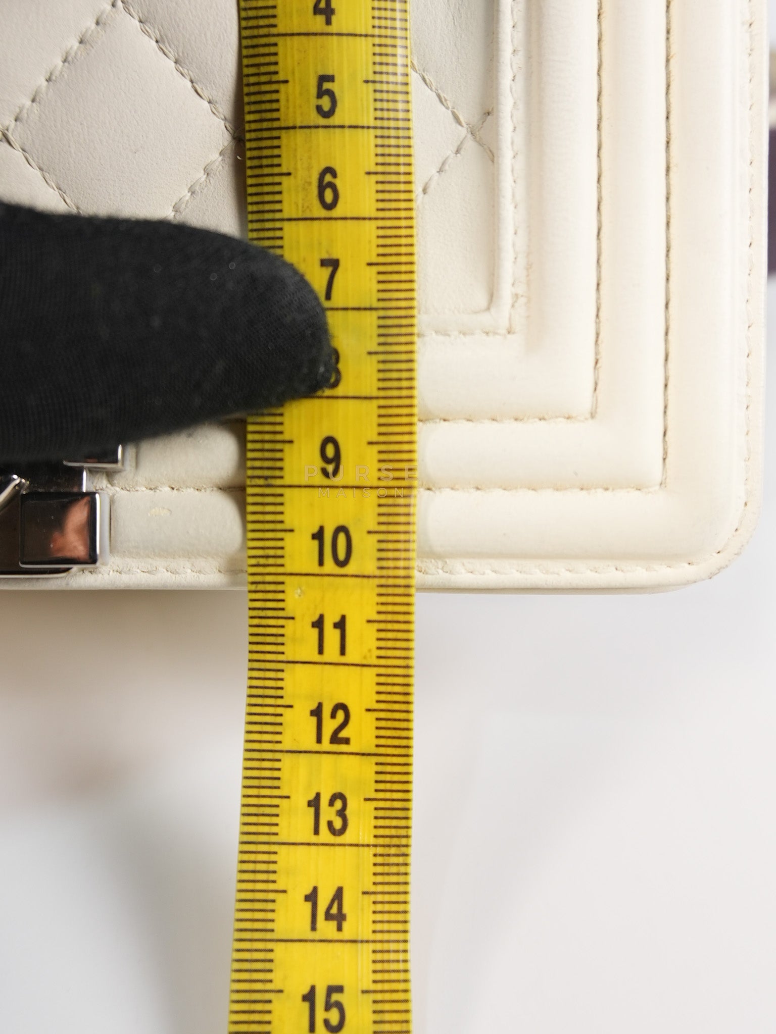 Boy Galuchat Mini Flap Bag in White Quilted Lambskin Leather & Silver Hardware Series 16 | Purse Maison Luxury Bags Shop