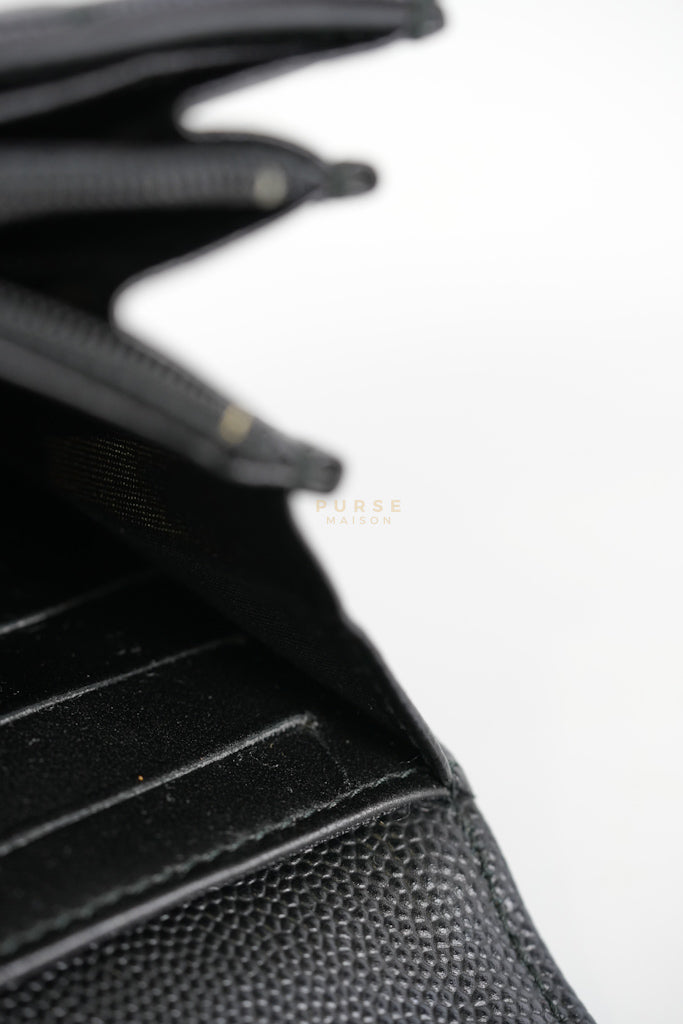 Boy Long Wallet Black in Caviar Leather and Aged Gold Hardware Series 25 | Purse Maison Luxury Bags Shop