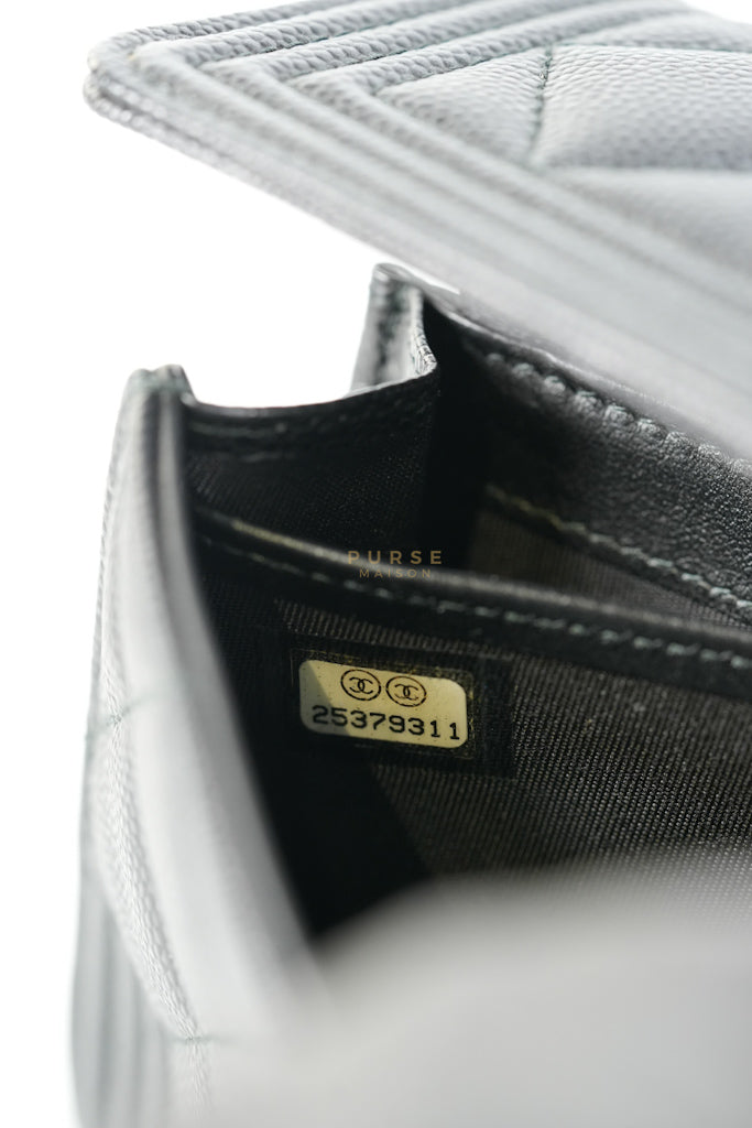 Boy Long Wallet Black in Caviar Leather and Aged Gold Hardware Series 25 | Purse Maison Luxury Bags Shop