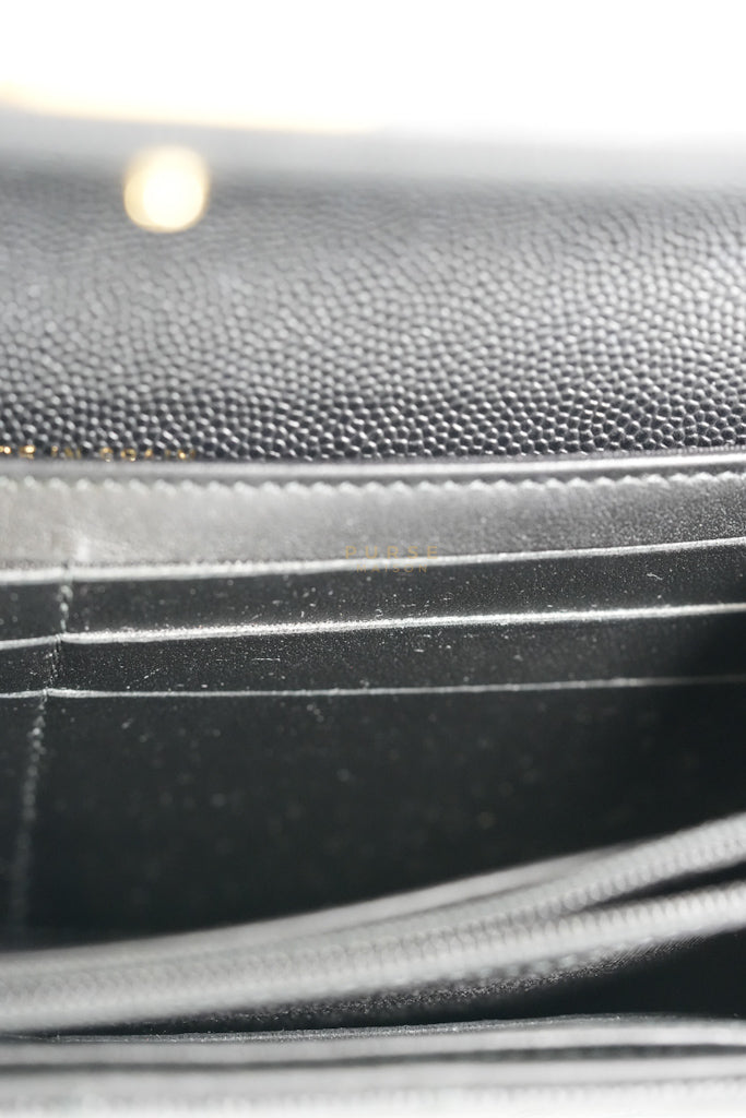 Boy Long Wallet Black in Caviar Leather and Aged Gold Hardware Series 25 | Purse Maison Luxury Bags Shop