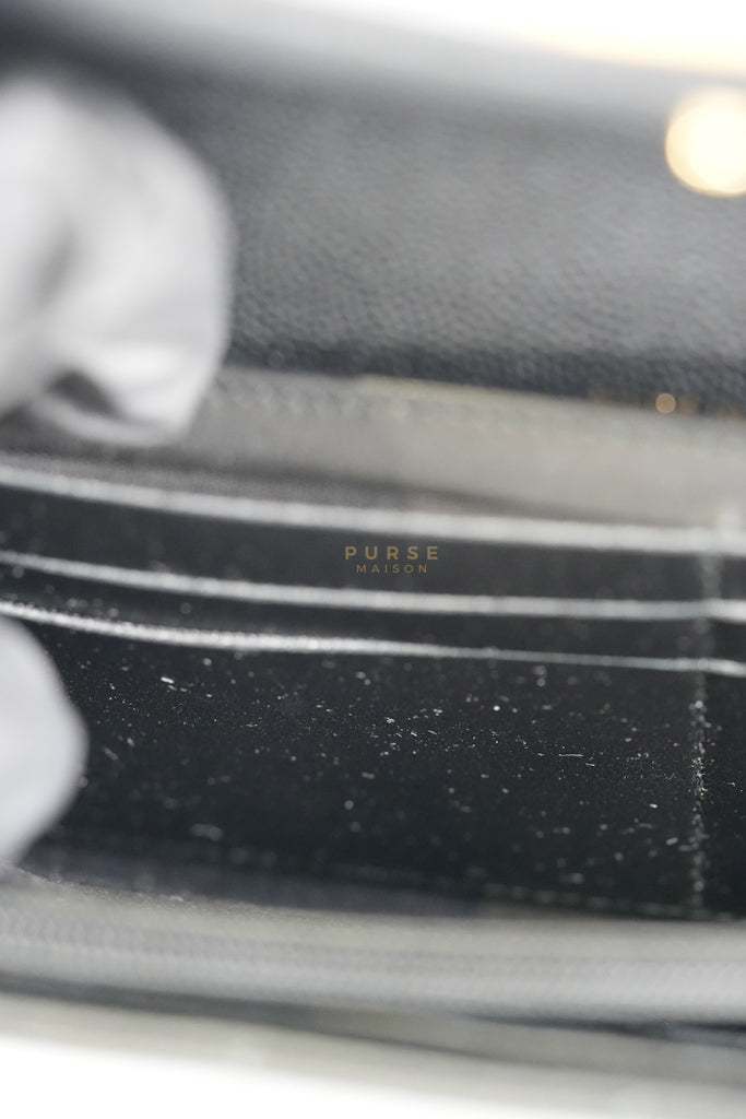 Boy Long Wallet Black in Caviar Leather and Aged Gold Hardware Series 25 | Purse Maison Luxury Bags Shop