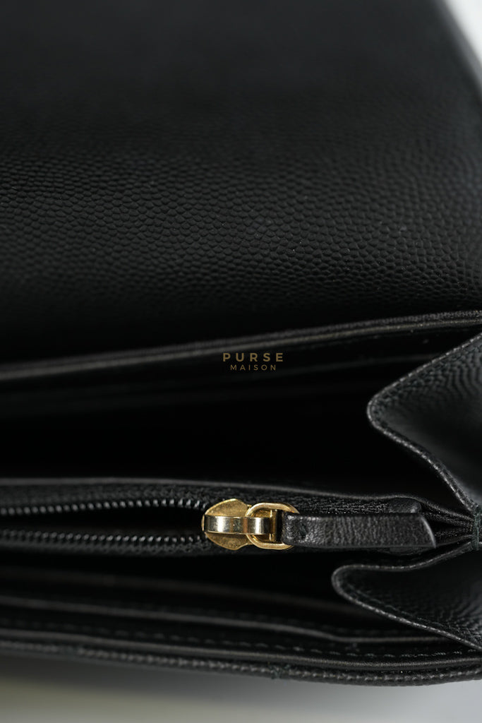 Boy Long Wallet Black in Caviar Leather and Aged Gold Hardware Series 25 | Purse Maison Luxury Bags Shop