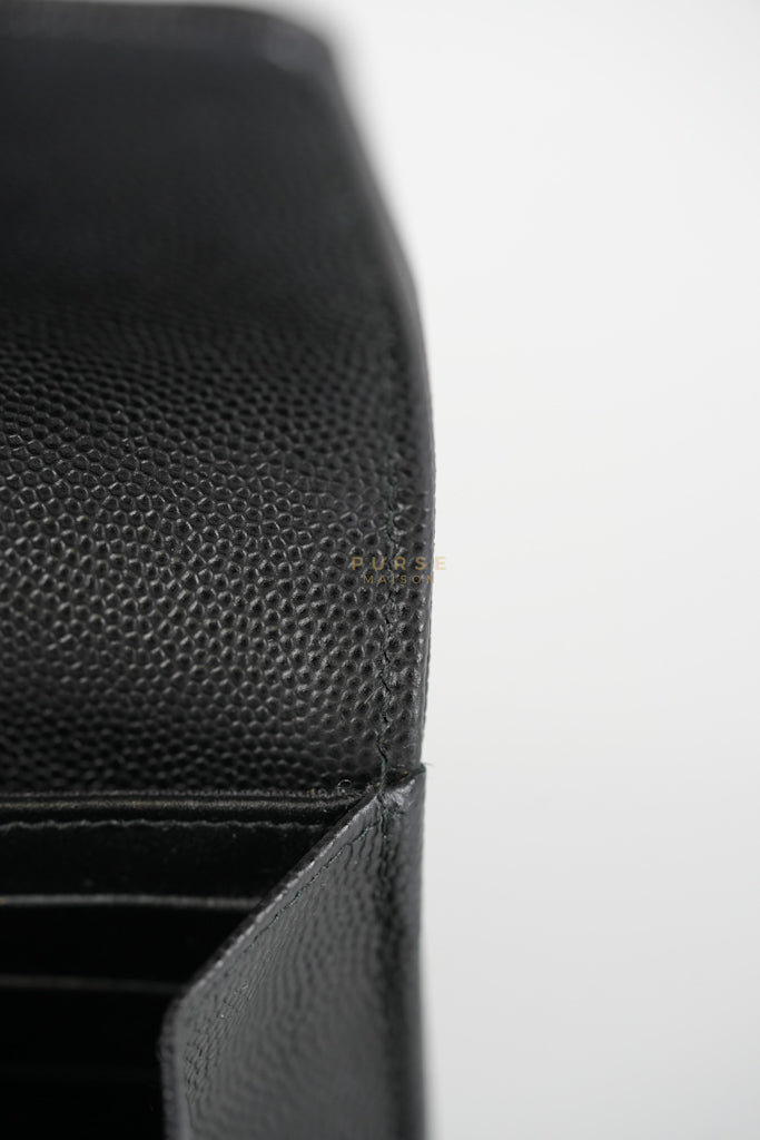 Boy Long Wallet Black in Caviar Leather and Aged Gold Hardware Series 25 | Purse Maison Luxury Bags Shop