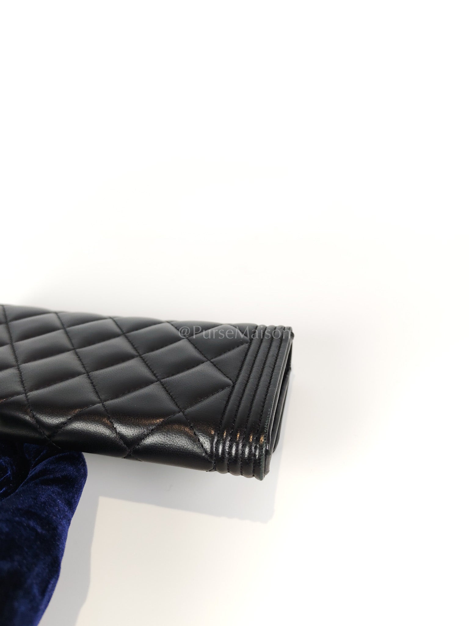 Boy Long Wallet in Black Quilted Lambskin Leather and Aged Gold Hardware Series 27 | Purse Maison Luxury Bags Shop