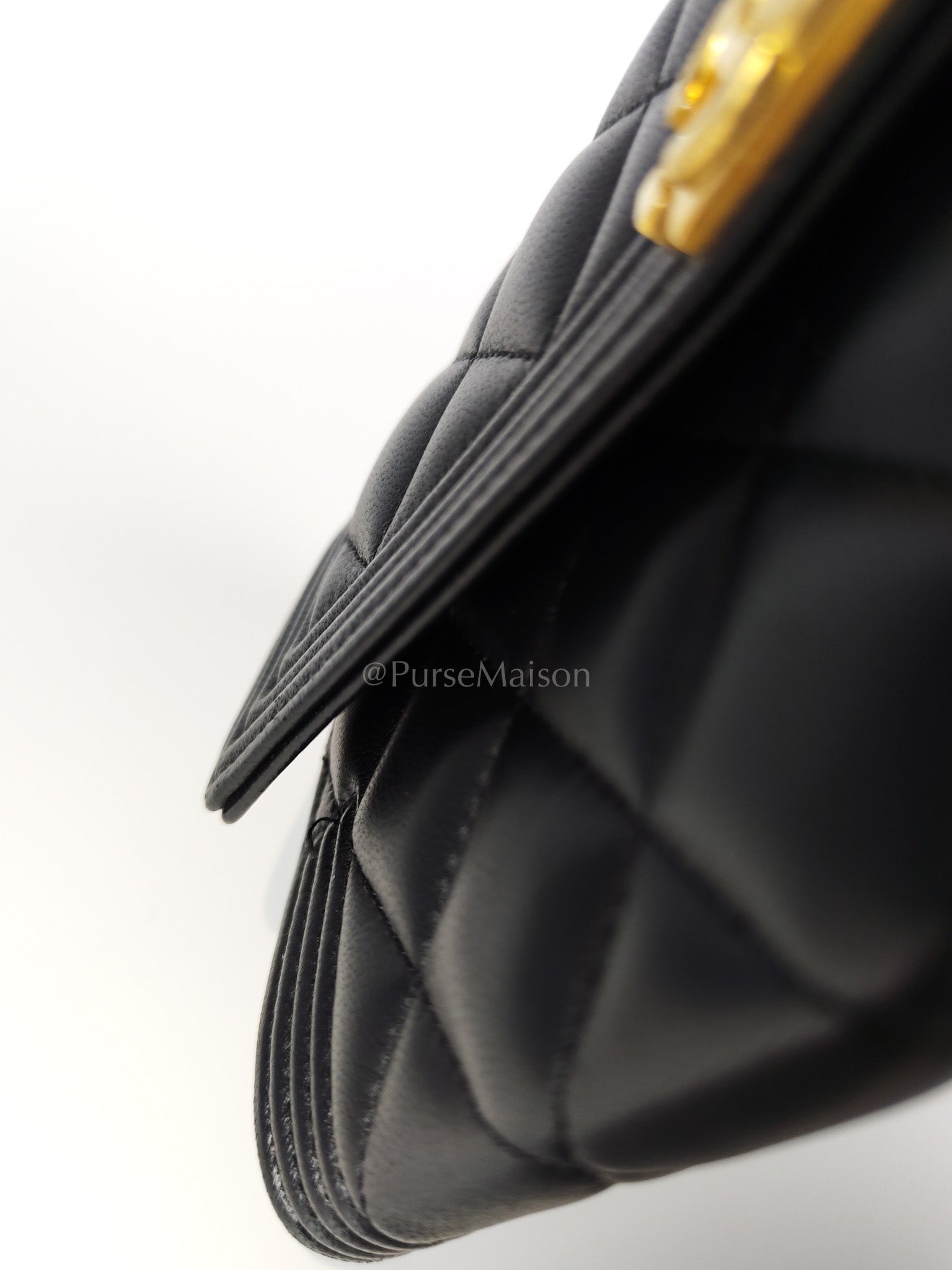 Boy Long Wallet in Black Quilted Lambskin Leather and Aged Gold Hardware Series 27 | Purse Maison Luxury Bags Shop