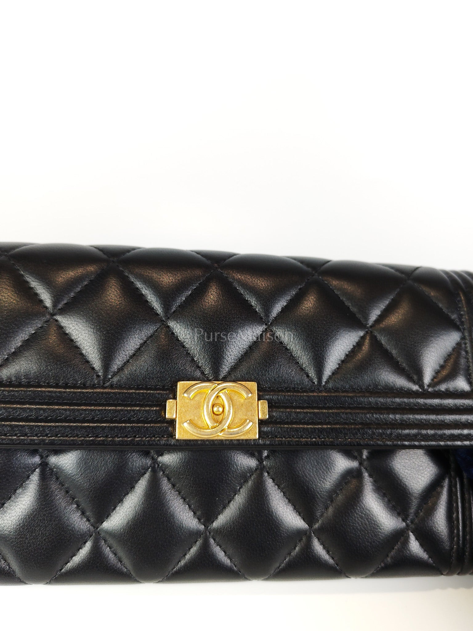 Boy Long Wallet in Black Quilted Lambskin Leather and Aged Gold Hardware Series 27 | Purse Maison Luxury Bags Shop