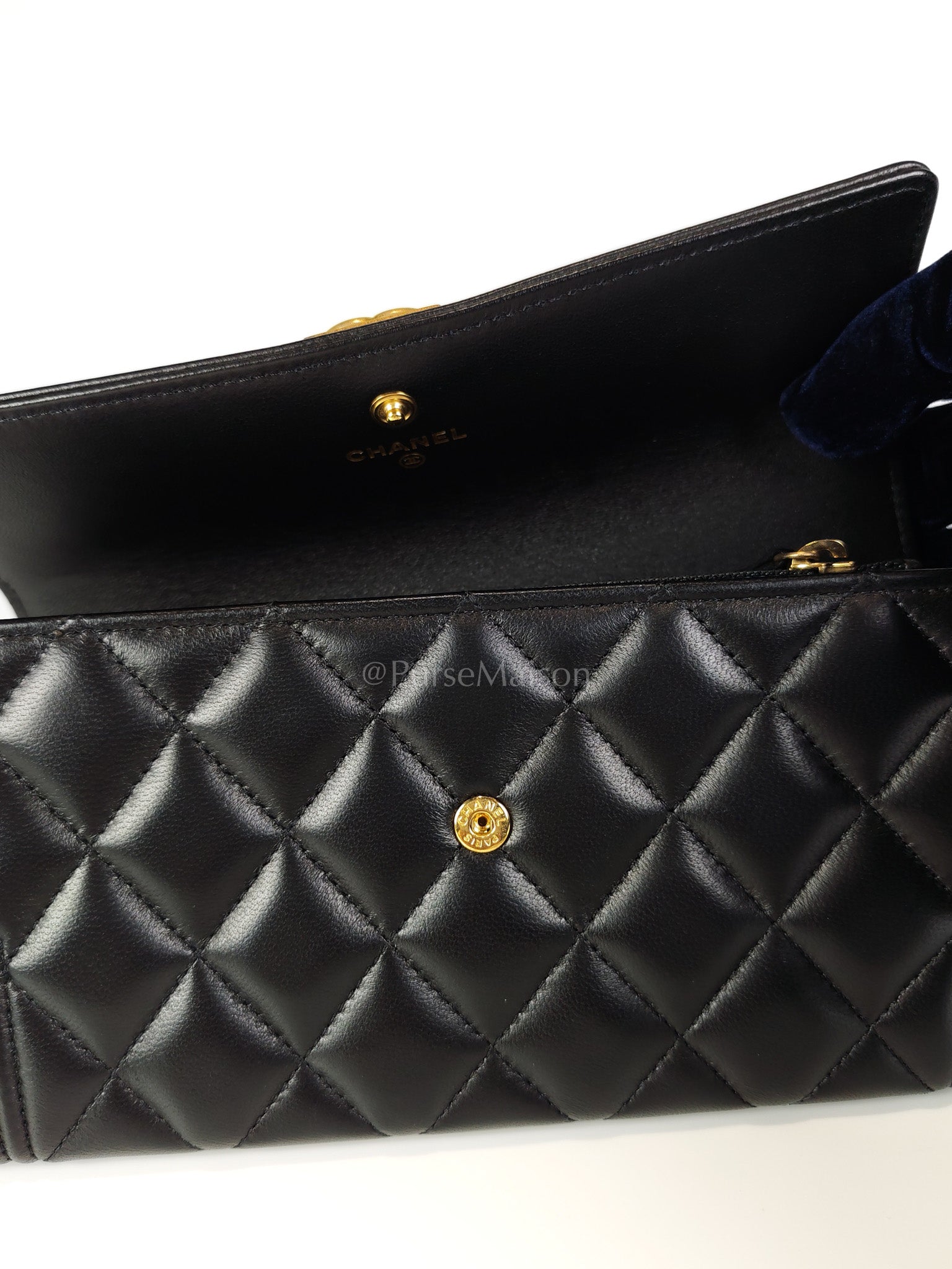 Boy Long Wallet in Black Quilted Lambskin Leather and Aged Gold Hardware Series 27 | Purse Maison Luxury Bags Shop