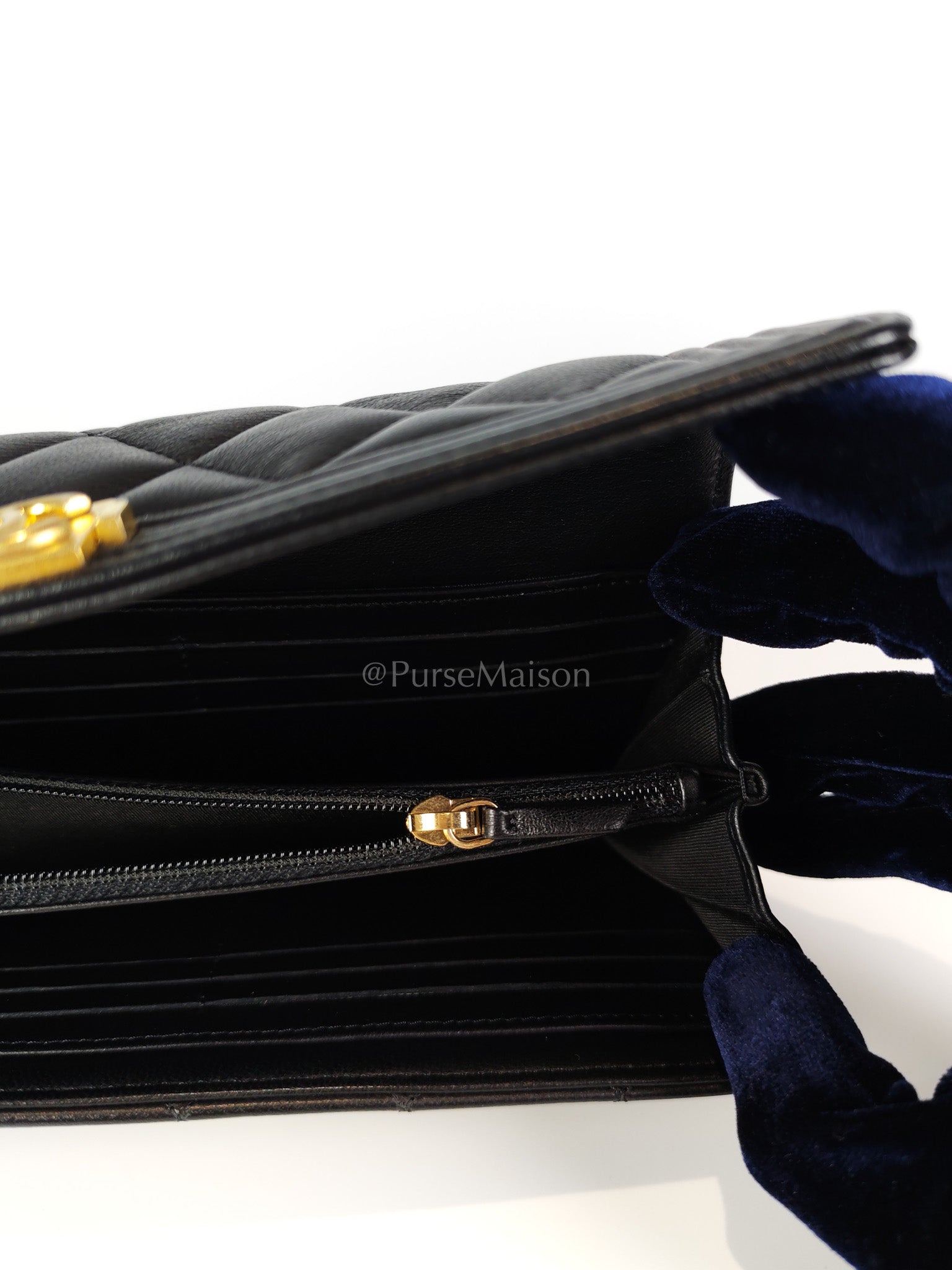 Boy Long Wallet in Black Quilted Lambskin Leather and Aged Gold Hardware Series 27 | Purse Maison Luxury Bags Shop
