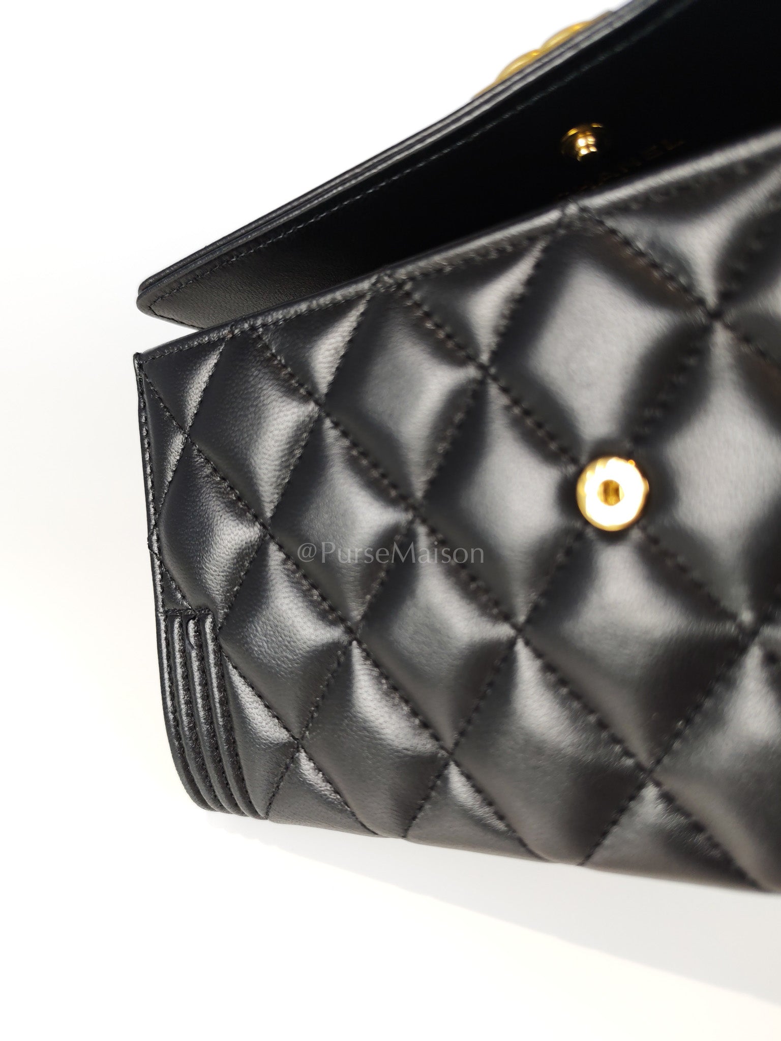 Boy Long Wallet in Black Quilted Lambskin Leather and Aged Gold Hardware Series 27 | Purse Maison Luxury Bags Shop