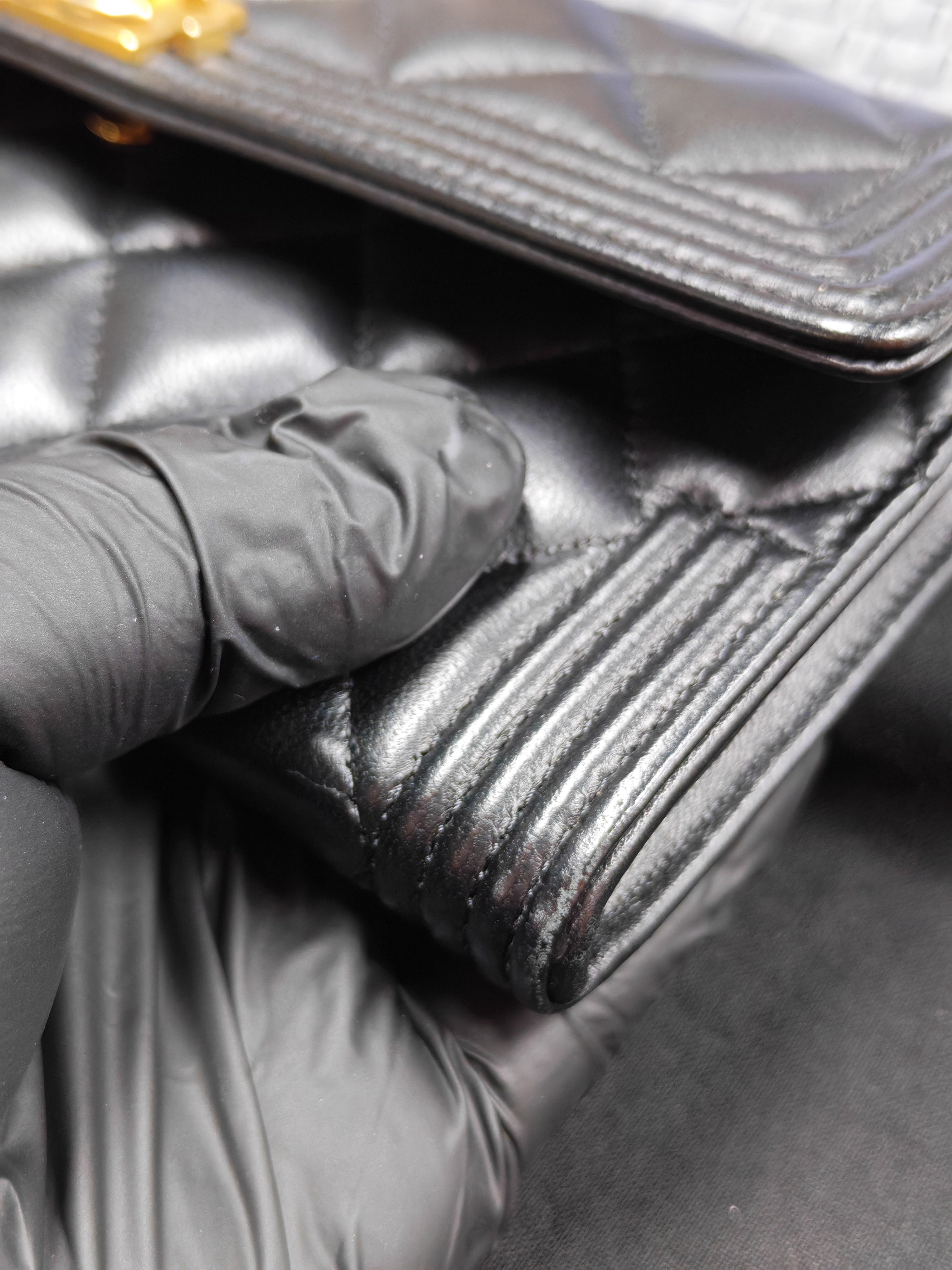 Boy Long Wallet in Black Quilted Lambskin Leather and Aged Gold Hardware Series 27 | Purse Maison Luxury Bags Shop