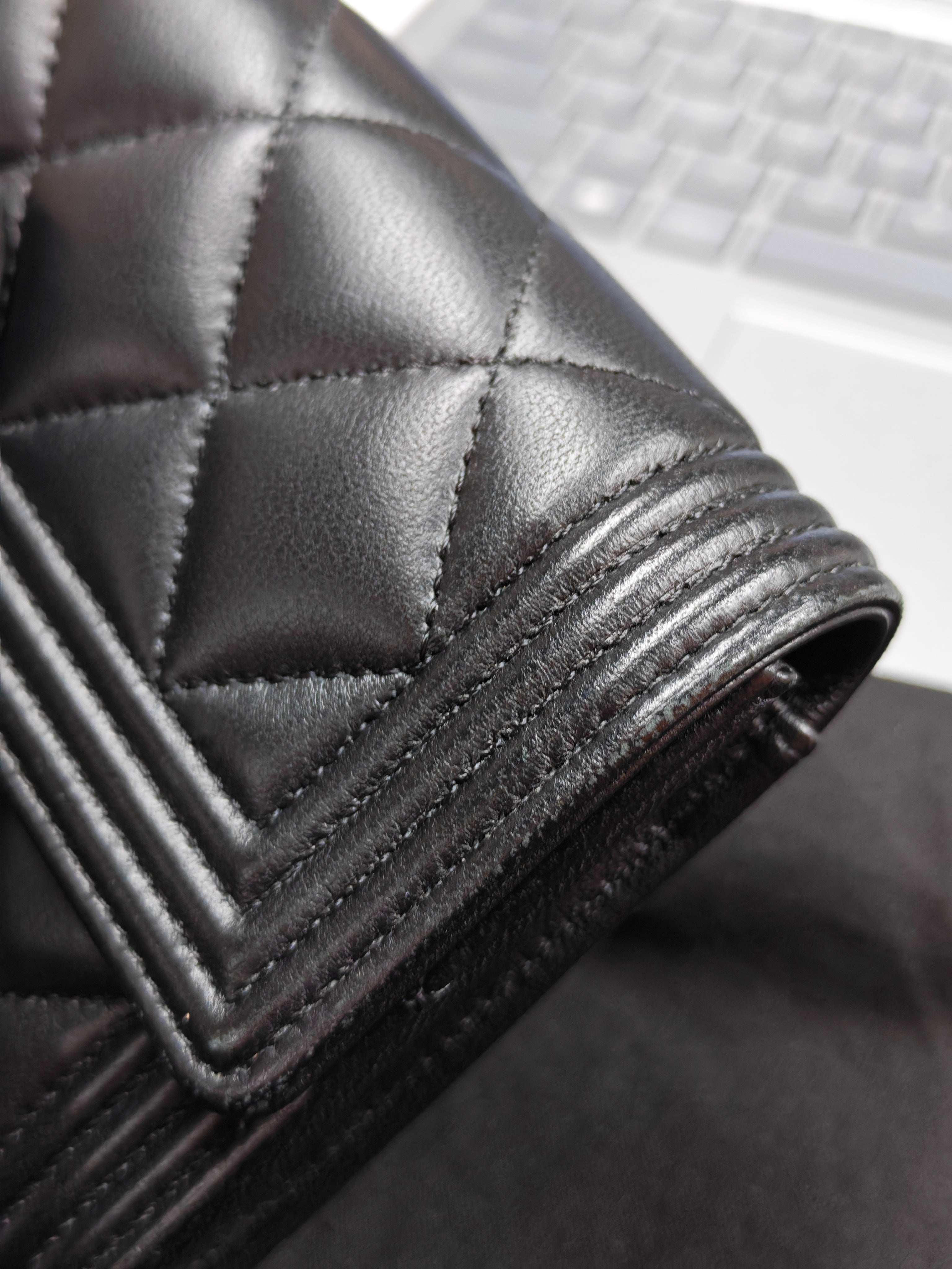 Boy Long Wallet in Black Quilted Lambskin Leather and Aged Gold Hardware Series 27 | Purse Maison Luxury Bags Shop