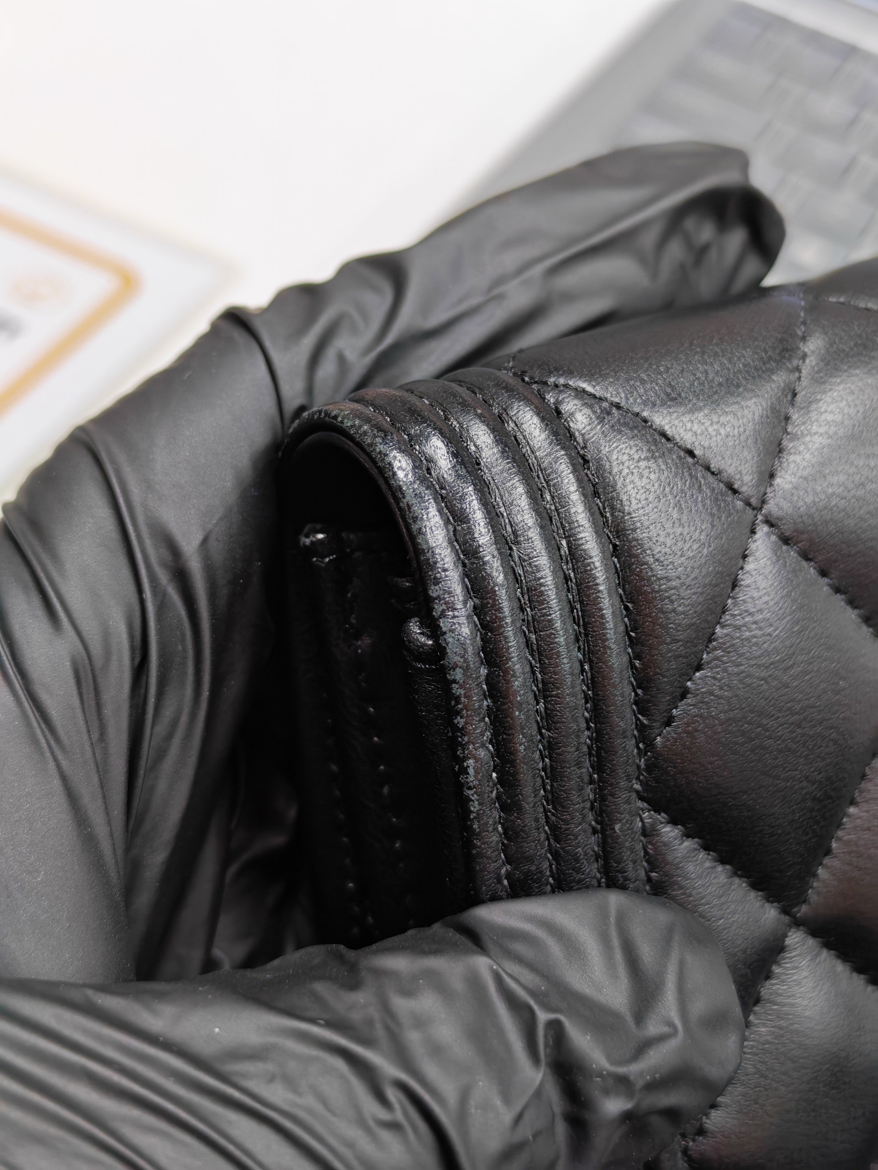 Boy Long Wallet in Black Quilted Lambskin Leather and Aged Gold Hardware Series 27 | Purse Maison Luxury Bags Shop