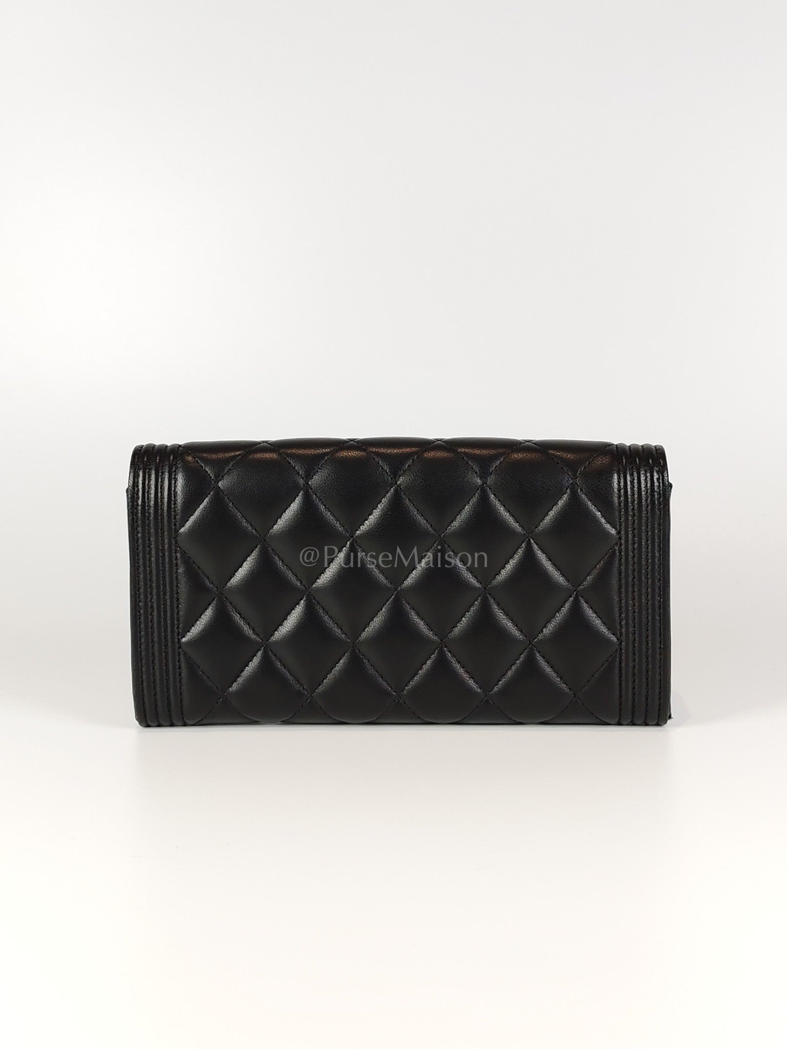 Boy Long Wallet in Black Quilted Lambskin Leather and Aged Gold Hardware Series 27 | Purse Maison Luxury Bags Shop