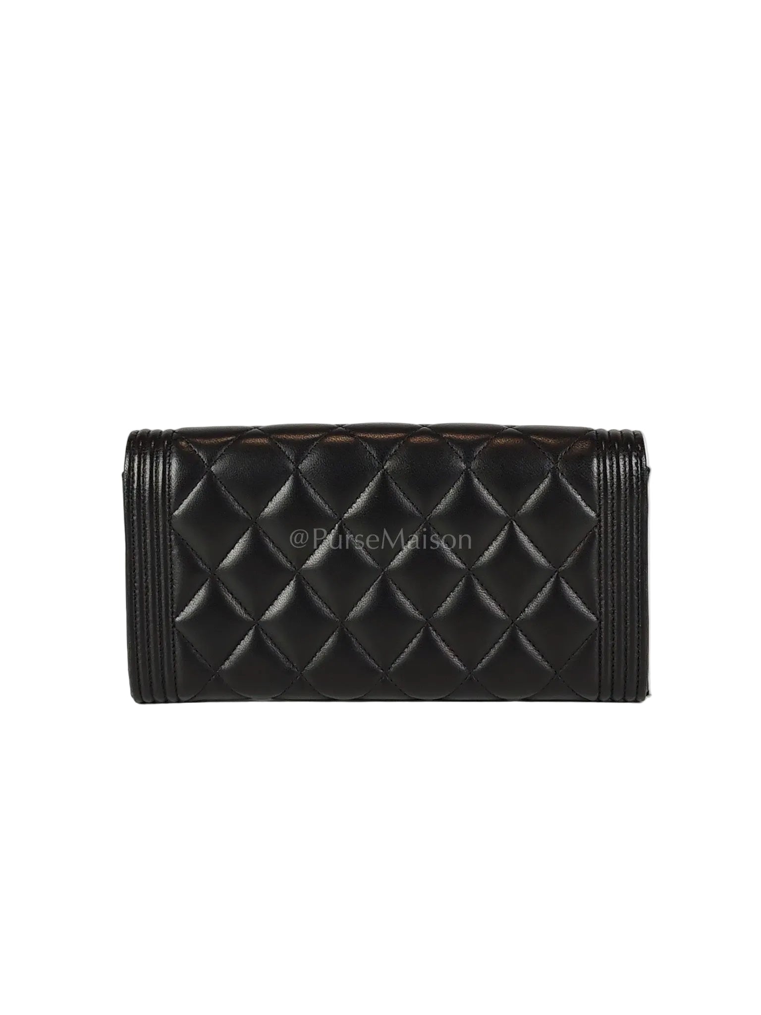 Boy Long Wallet in Black Quilted Lambskin Leather and Aged Gold Hardware Series 27 | Purse Maison Luxury Bags Shop
