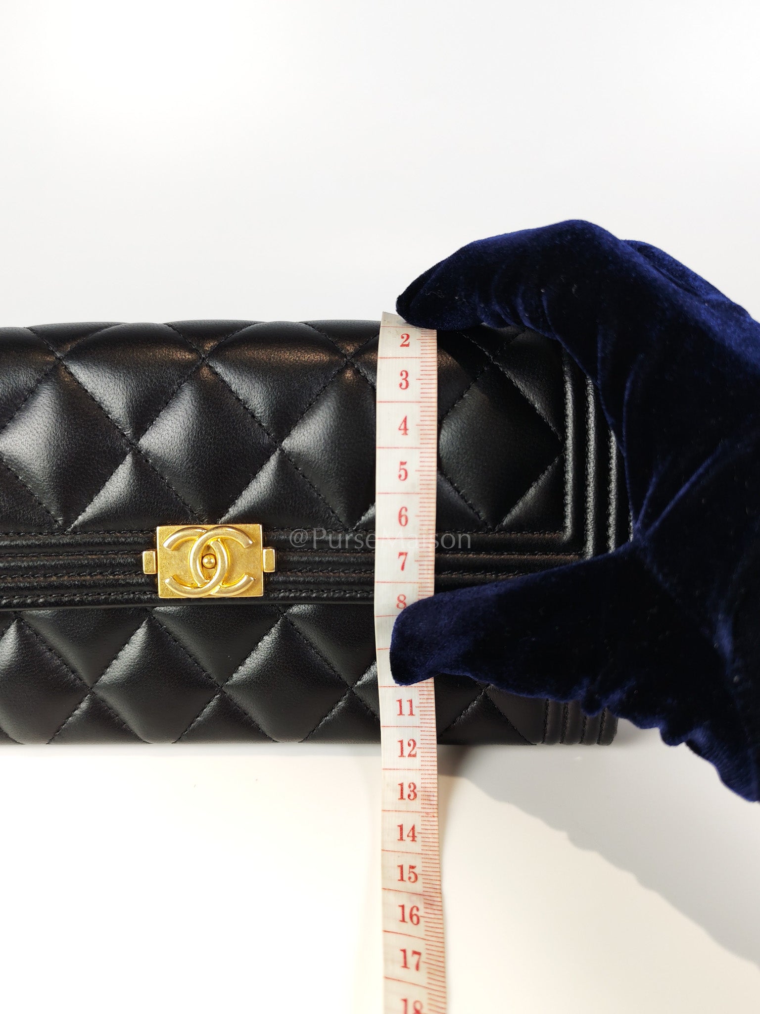 Boy Long Wallet in Black Quilted Lambskin Leather and Aged Gold Hardware Series 27 | Purse Maison Luxury Bags Shop