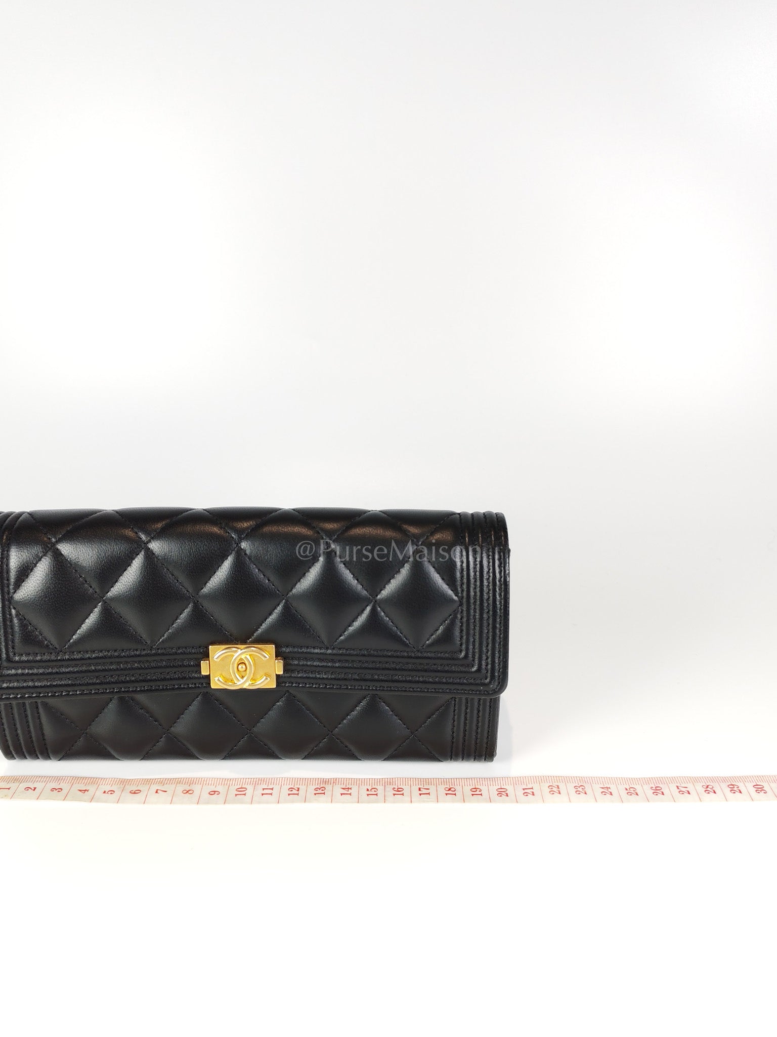 Boy Long Wallet in Black Quilted Lambskin Leather and Aged Gold Hardware Series 27 | Purse Maison Luxury Bags Shop