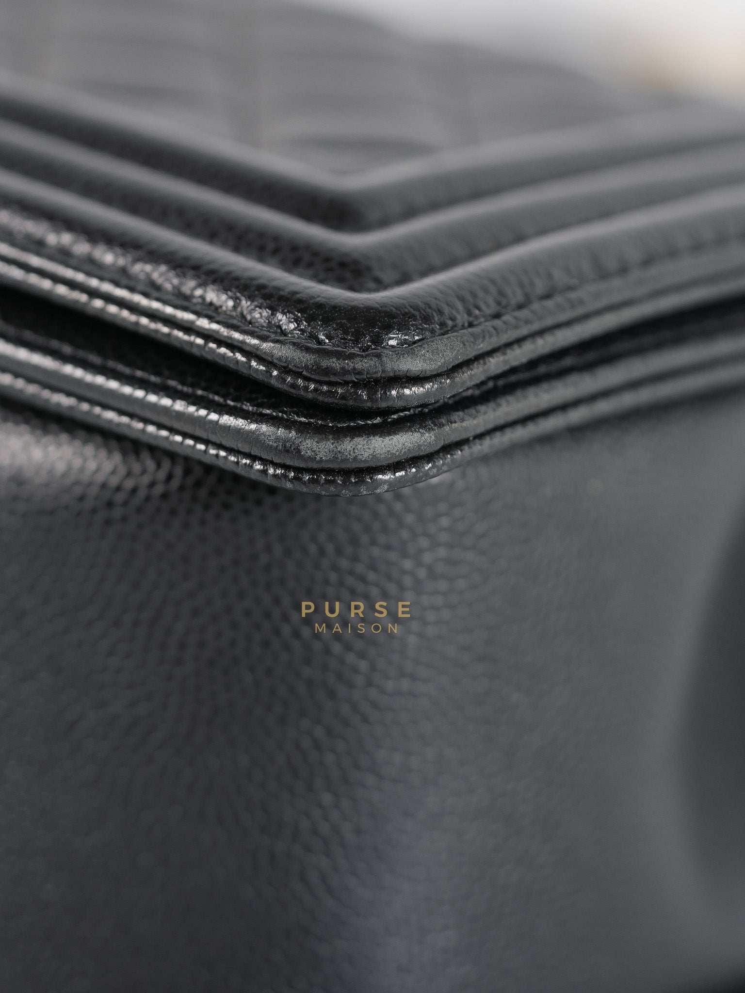 Boy Medium in Black Caviar Leather Aged Gold Hardware (Series 27) | Purse Maison Luxury Bags Shop