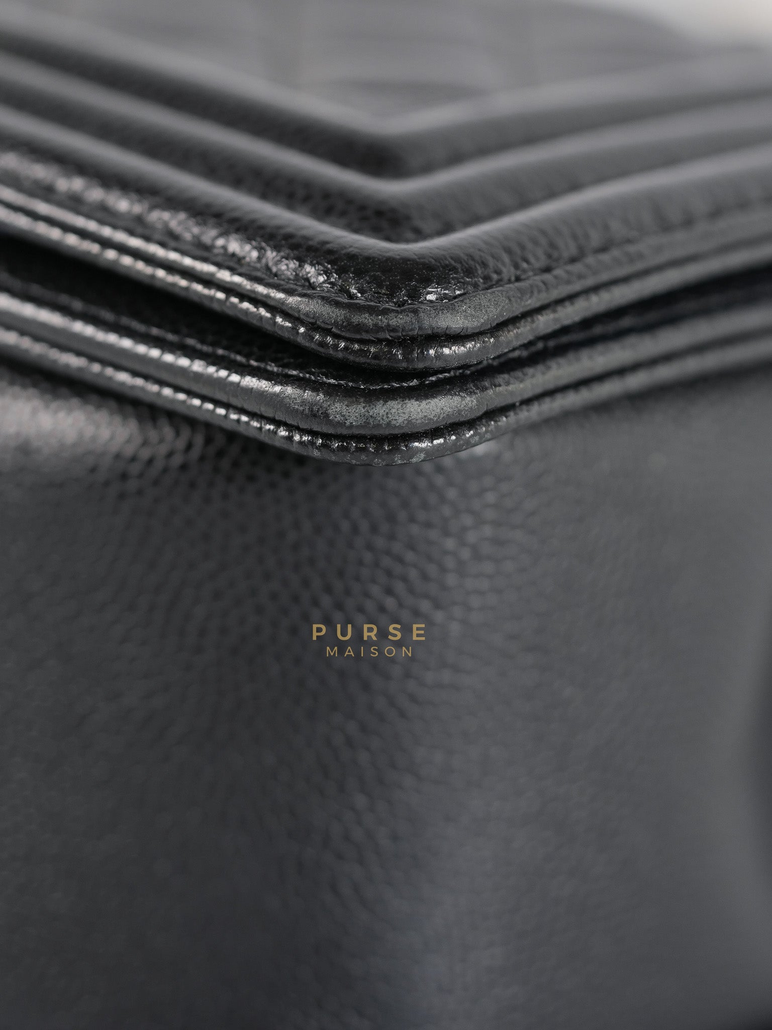 Boy Medium in Black Caviar Leather Aged Gold Hardware (Series 27) | Purse Maison Luxury Bags Shop