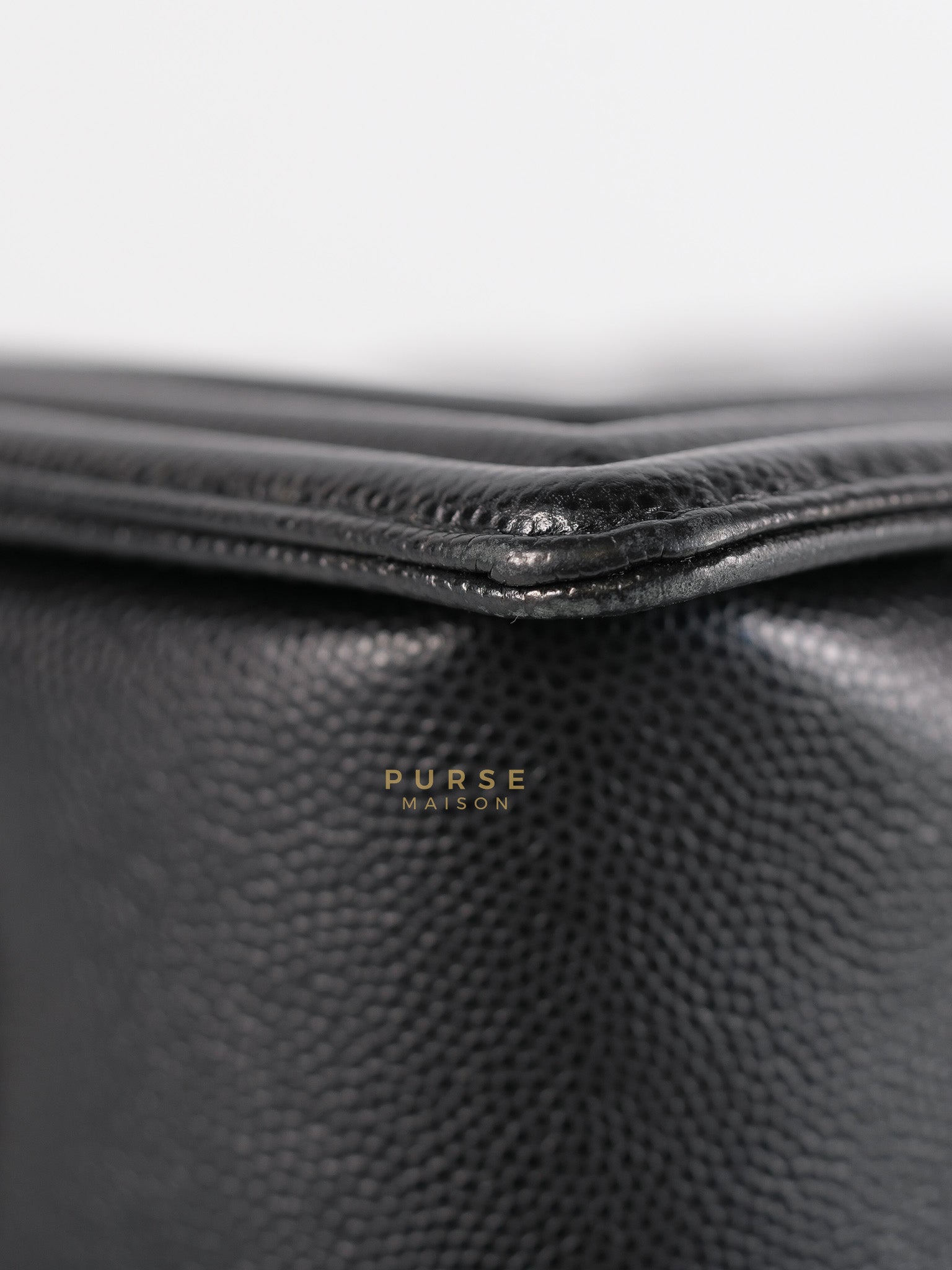 Boy Medium in Black Caviar Leather Aged Gold Hardware (Series 27) | Purse Maison Luxury Bags Shop