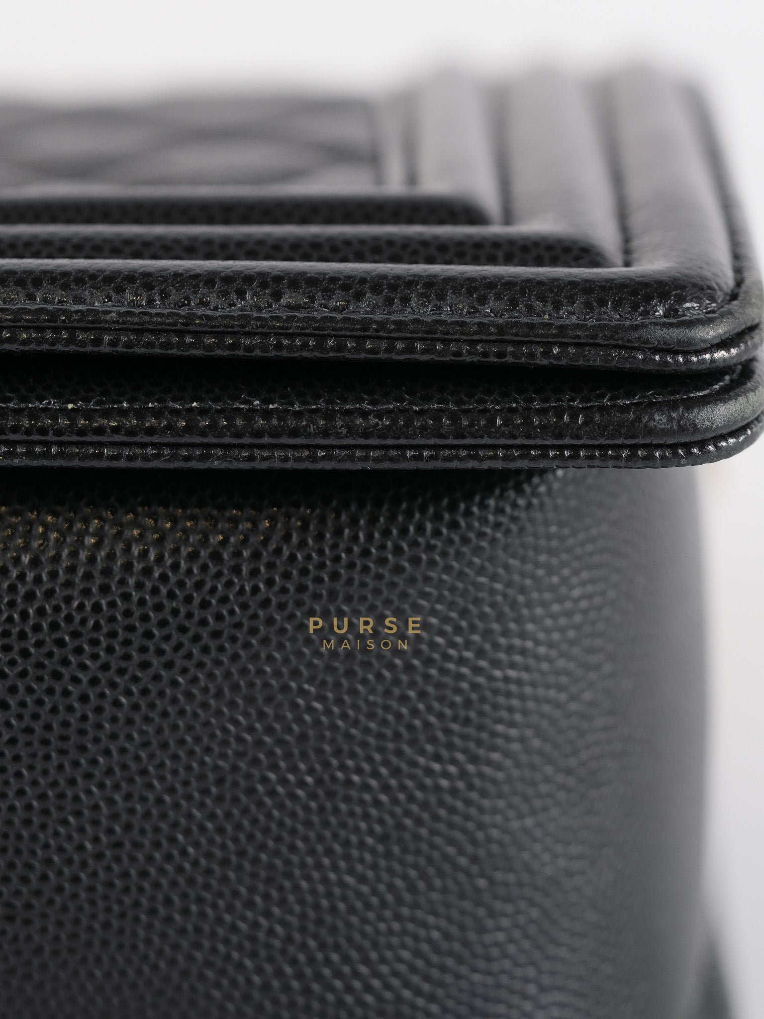 Boy Medium in Black Caviar Leather Aged Gold Hardware (Series 27) | Purse Maison Luxury Bags Shop