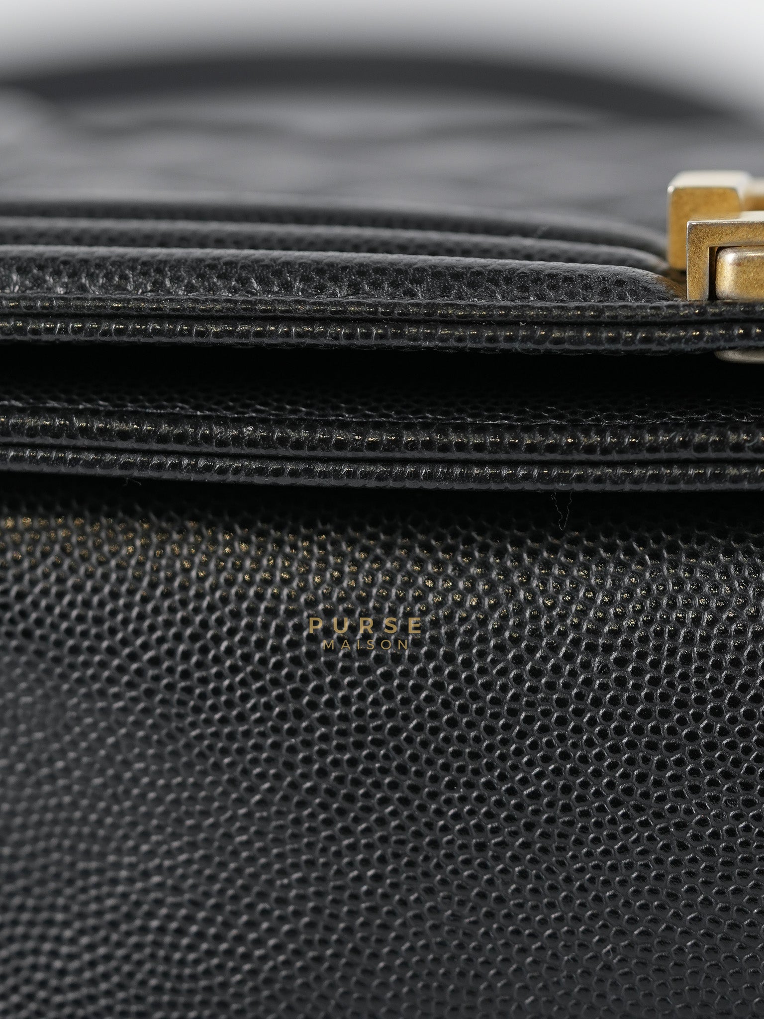 Boy Medium in Black Caviar Leather Aged Gold Hardware (Series 27) | Purse Maison Luxury Bags Shop