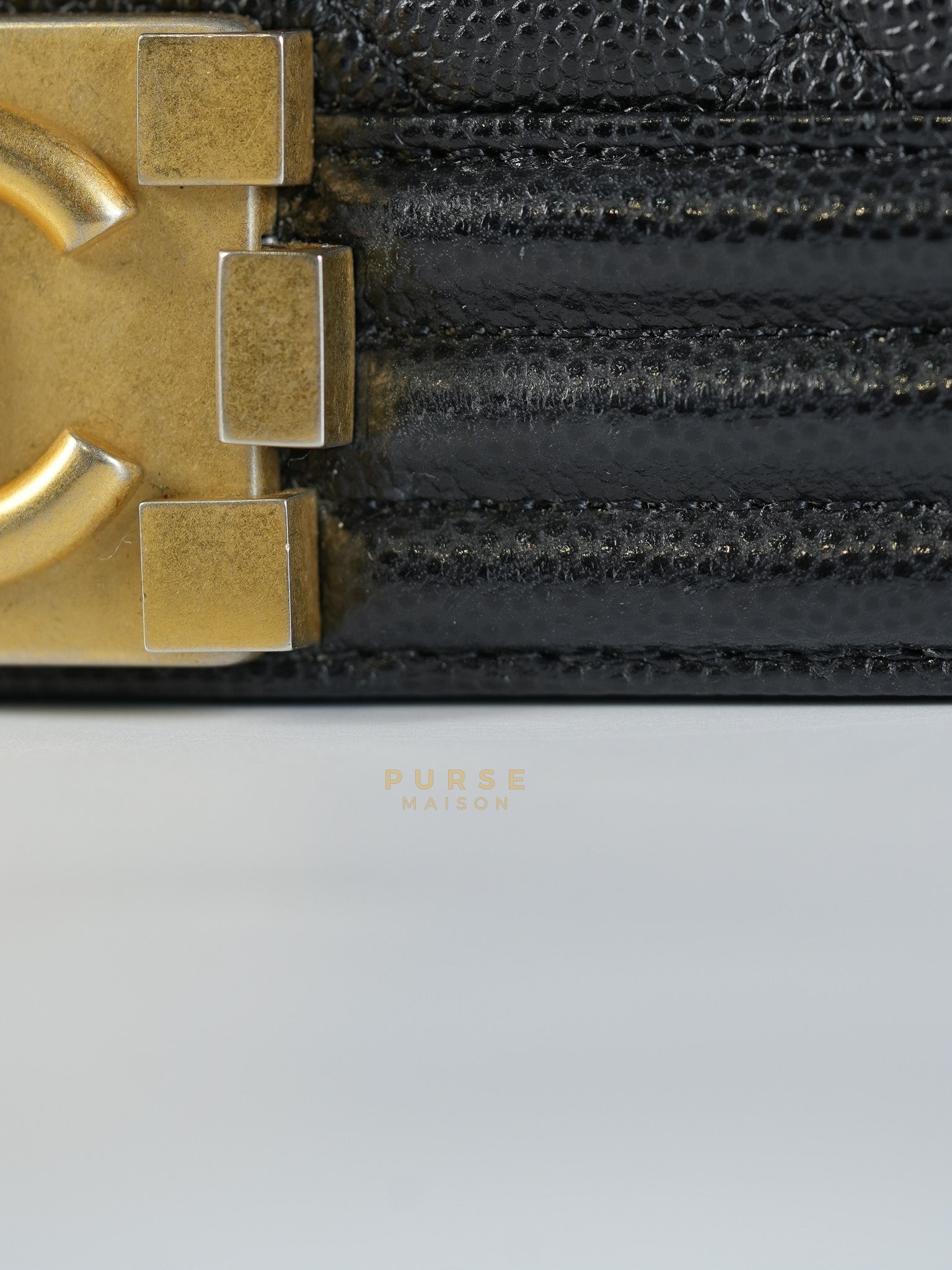 Boy Medium in Black Caviar Leather Aged Gold Hardware (Series 27) | Purse Maison Luxury Bags Shop