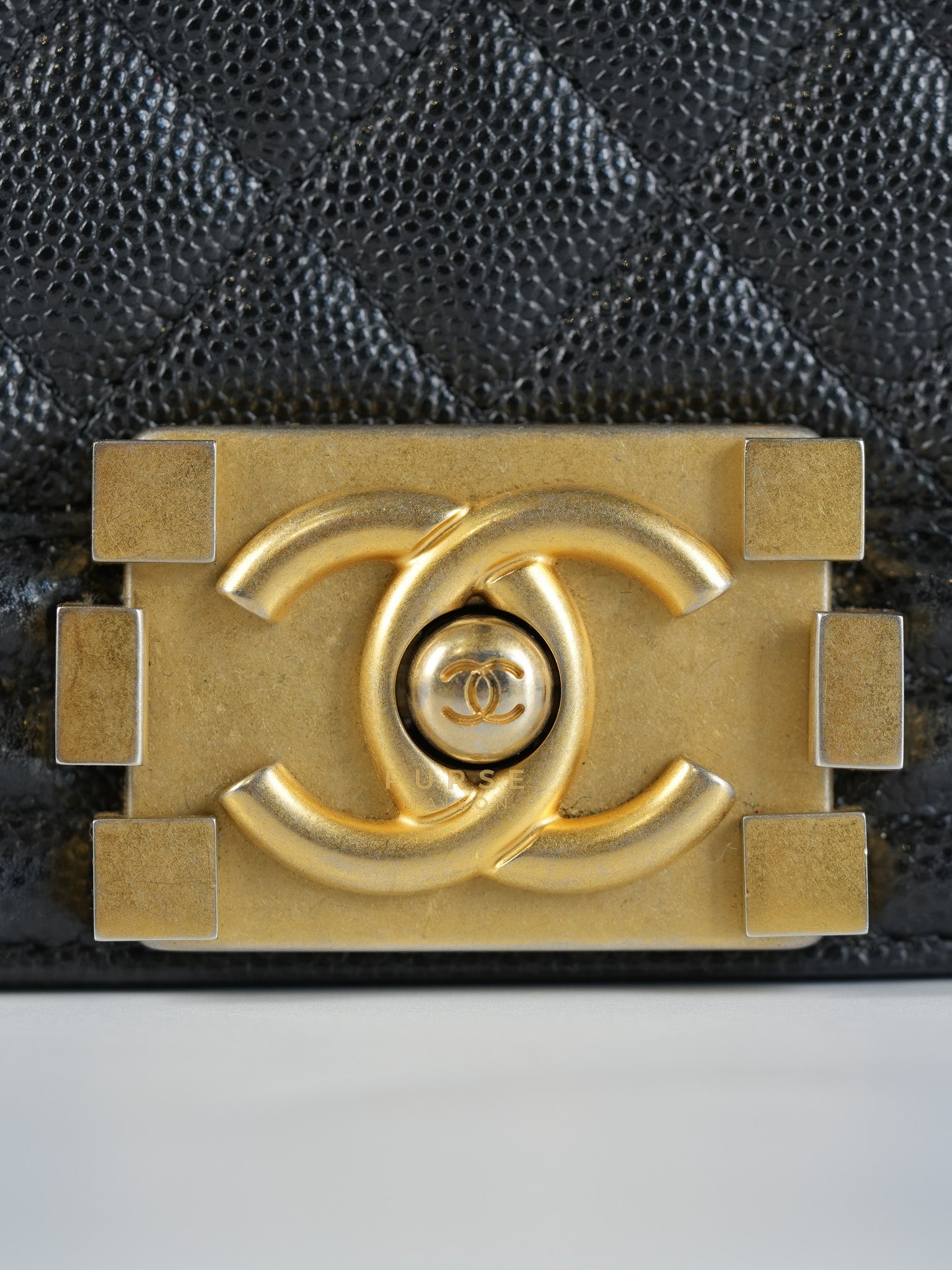 Boy Medium in Black Caviar Leather Aged Gold Hardware (Series 27) | Purse Maison Luxury Bags Shop