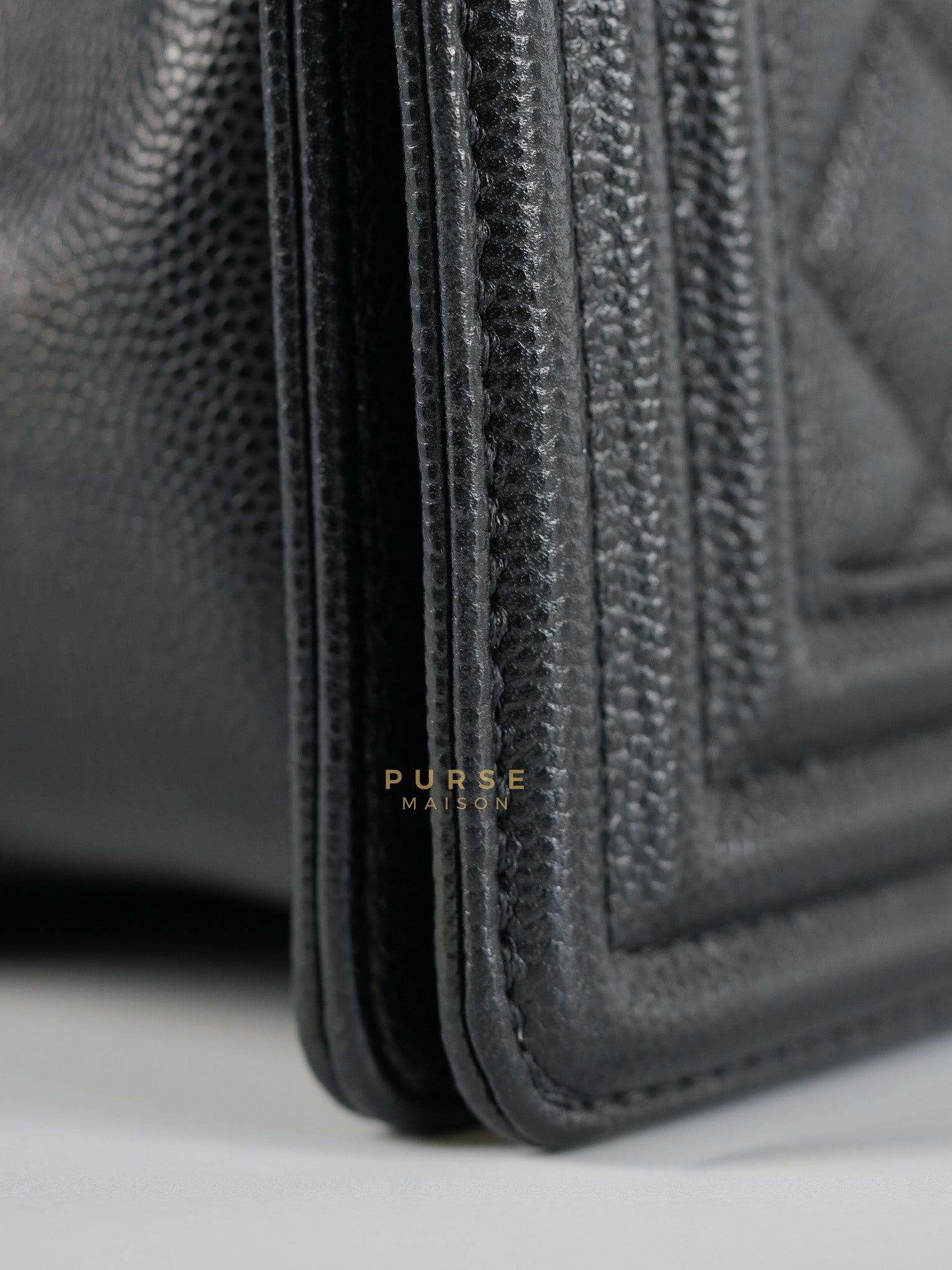 Boy Medium in Black Caviar Leather Aged Gold Hardware (Series 27) | Purse Maison Luxury Bags Shop