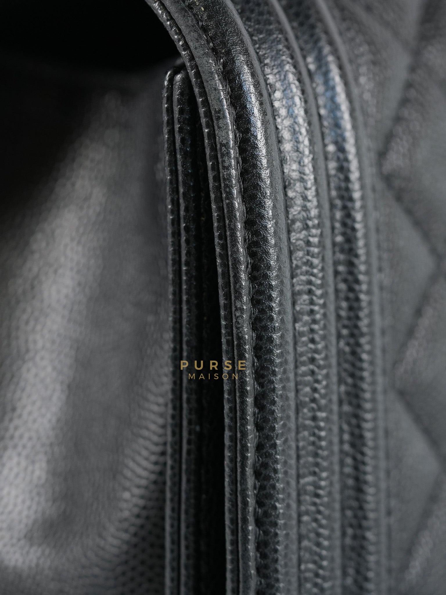 Boy Medium in Black Caviar Leather Aged Gold Hardware (Series 27) | Purse Maison Luxury Bags Shop