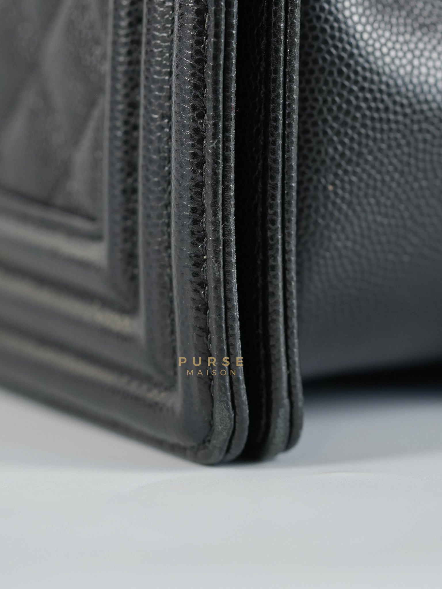 Boy Medium in Black Caviar Leather Aged Gold Hardware (Series 27) | Purse Maison Luxury Bags Shop