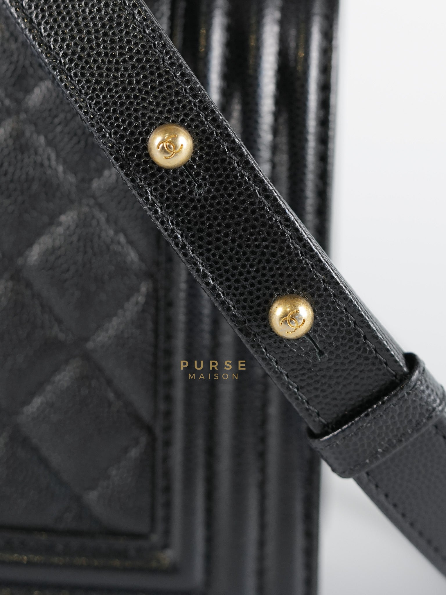 Boy Medium in Black Caviar Leather Aged Gold Hardware (Series 27) | Purse Maison Luxury Bags Shop