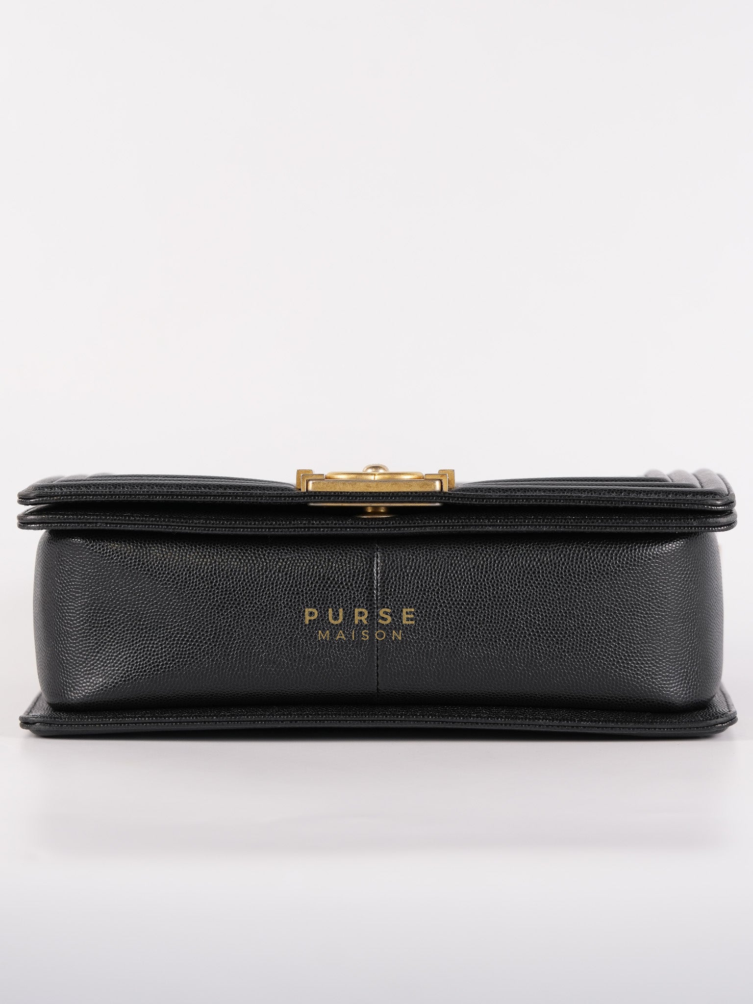 Boy Medium in Black Caviar Leather Aged Gold Hardware (Series 27) | Purse Maison Luxury Bags Shop