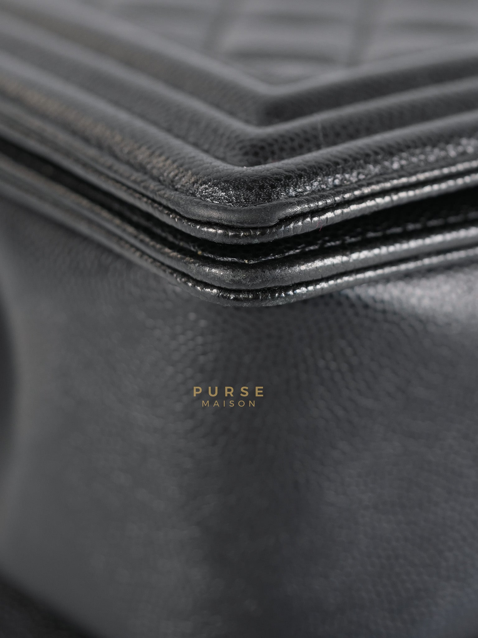 Boy Medium in Black Caviar Leather Aged Gold Hardware (Series 27) | Purse Maison Luxury Bags Shop