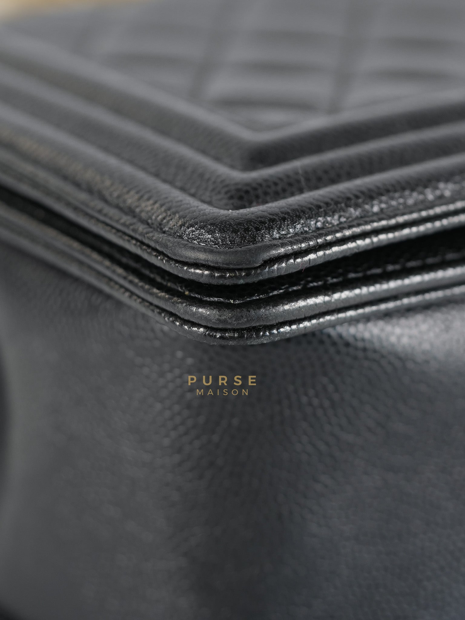 Boy Medium in Black Caviar Leather Aged Gold Hardware (Series 27) | Purse Maison Luxury Bags Shop