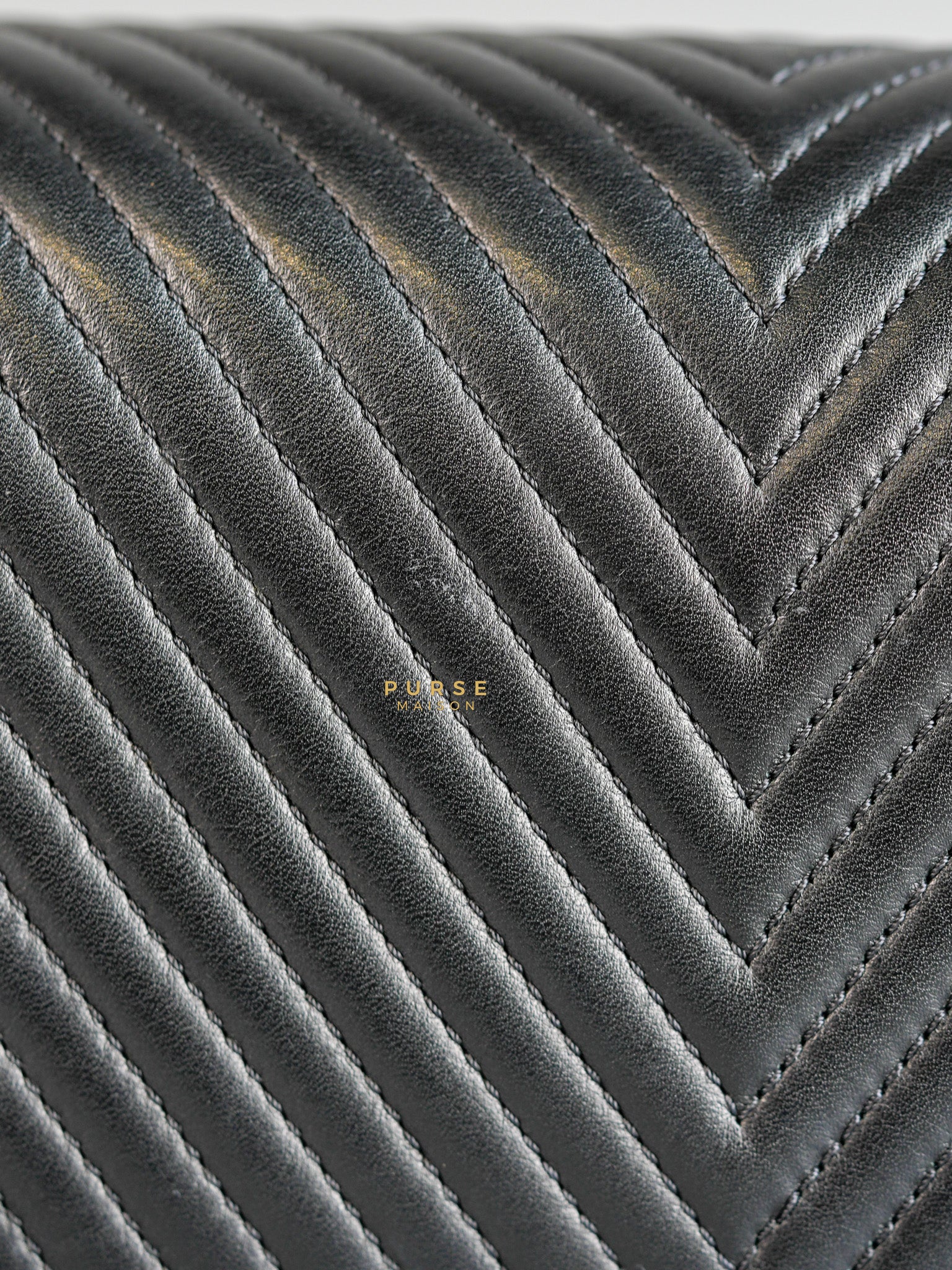 Boy New Medium Chevron Leather Boy Shoulder in Gun Metal Tone Hardware Series 20 | Purse Maison Luxury Bags Shop