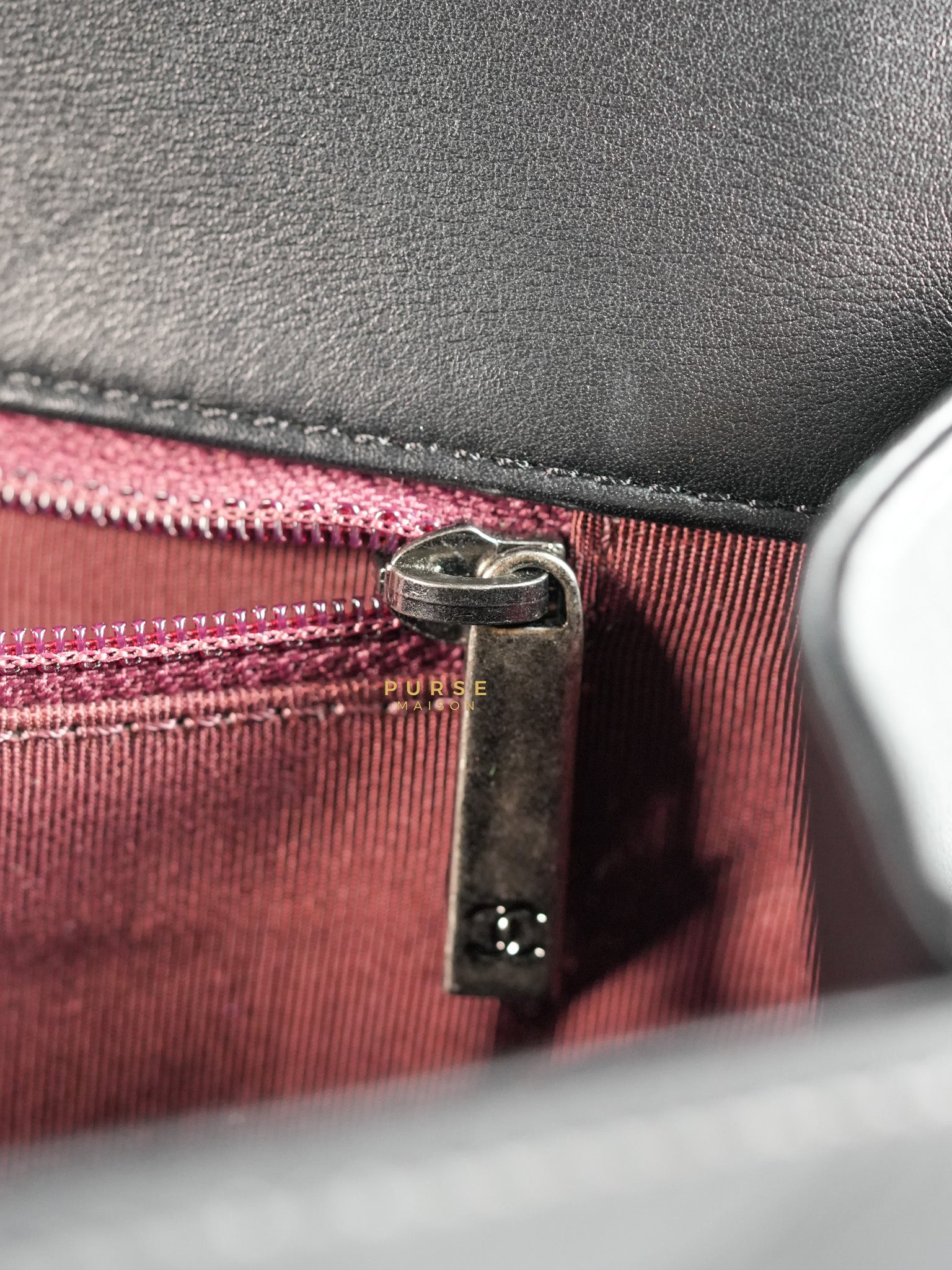 Boy New Medium Chevron Leather Boy Shoulder in Gun Metal Tone Hardware Series 20 | Purse Maison Luxury Bags Shop