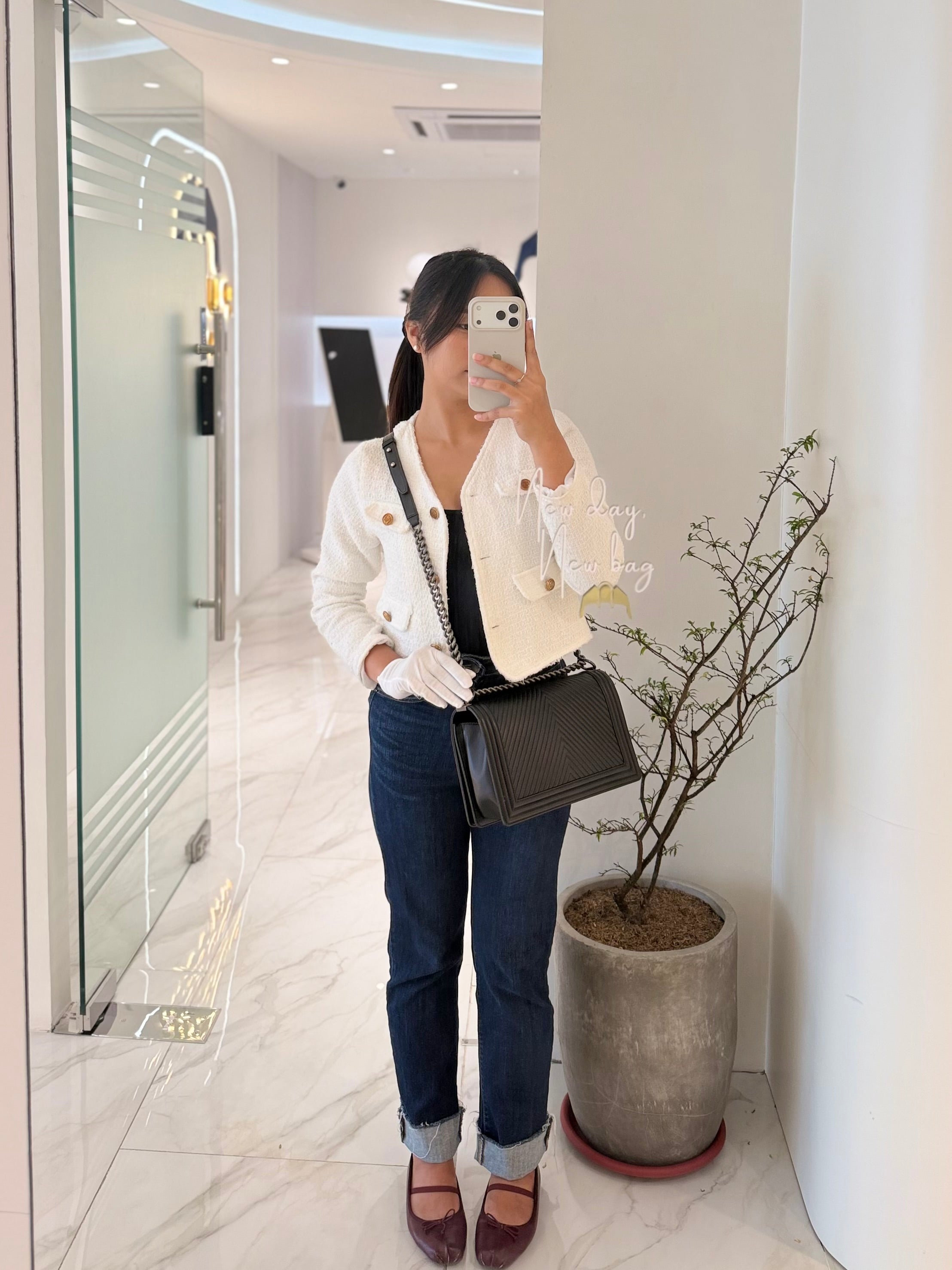 Boy New Medium Chevron in Calfskin and Ruthenium Hardware Leather 20 | Purse Maison Luxury Bags Shop