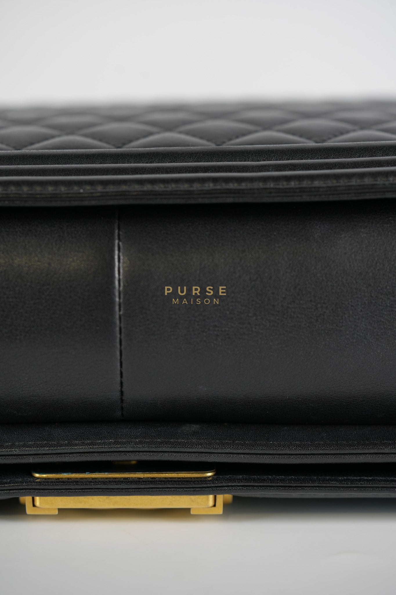 Boy New Medium in Black Quilted Lambskin Leather and Aged Gold Hardware Series 20 | Purse Maison Luxury Bags Shop