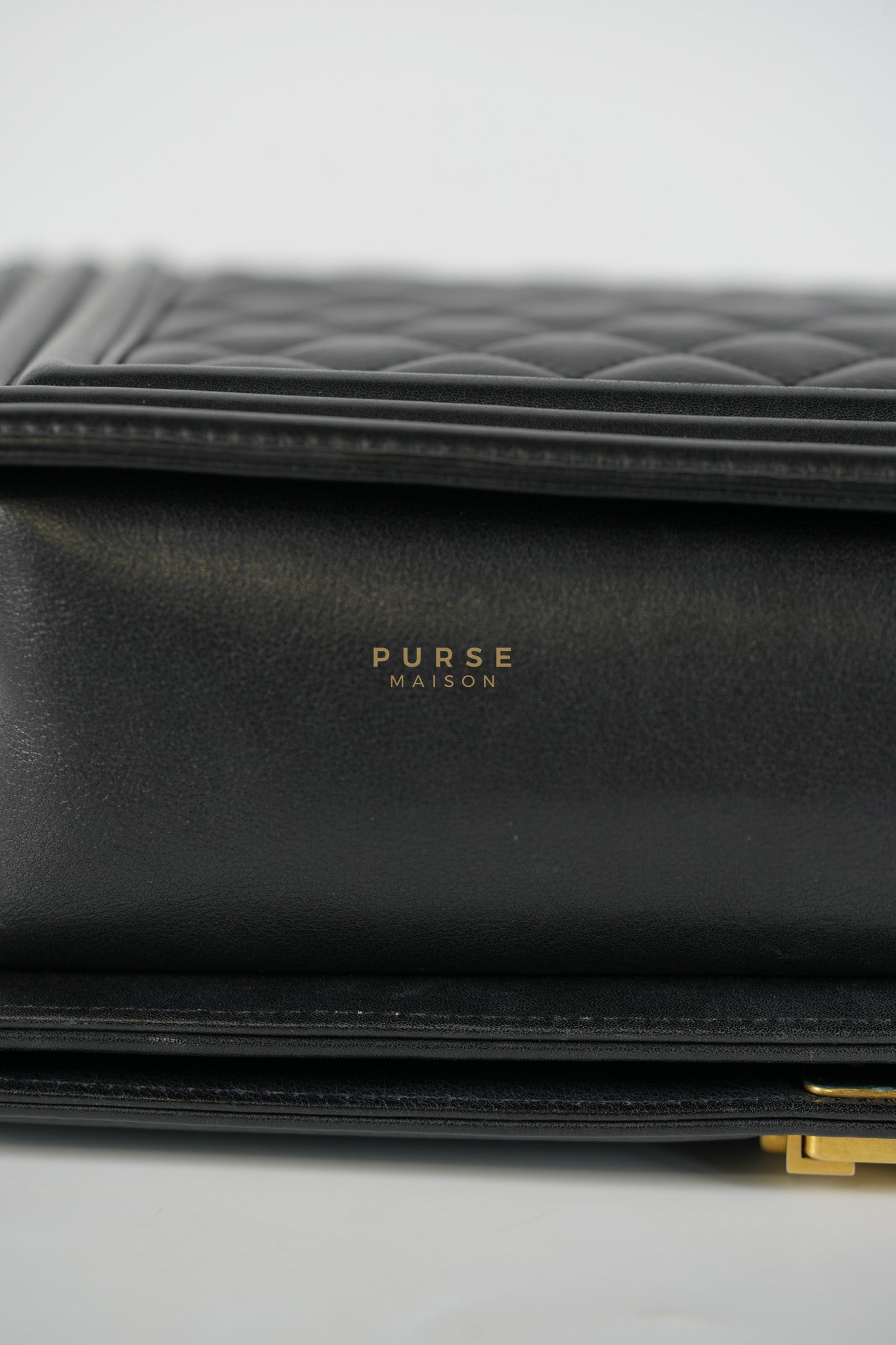 Boy New Medium in Black Quilted Lambskin Leather and Aged Gold Hardware Series 20 | Purse Maison Luxury Bags Shop