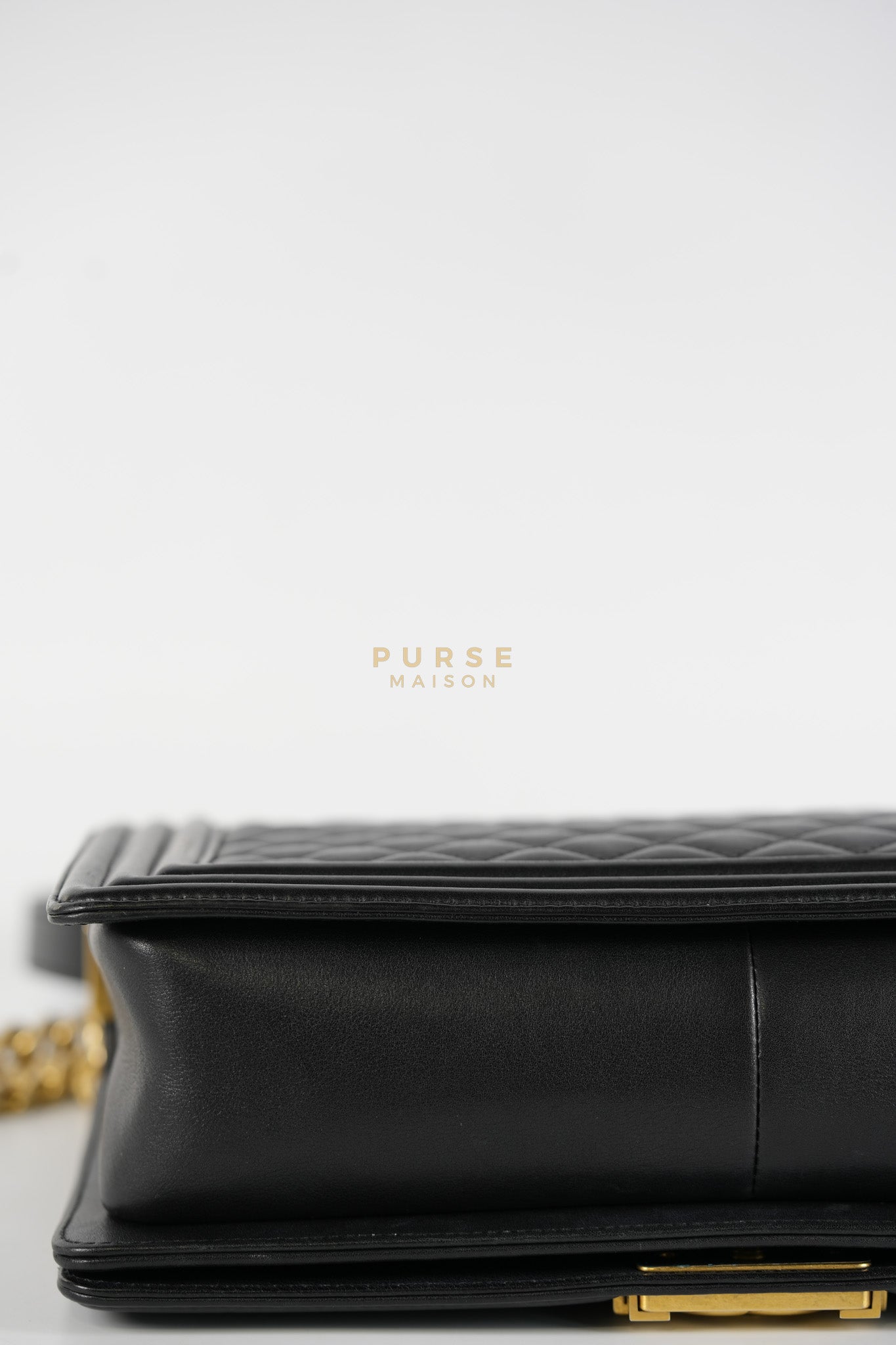 Boy New Medium in Black Quilted Lambskin Leather and Aged Gold Hardware Series 20 | Purse Maison Luxury Bags Shop