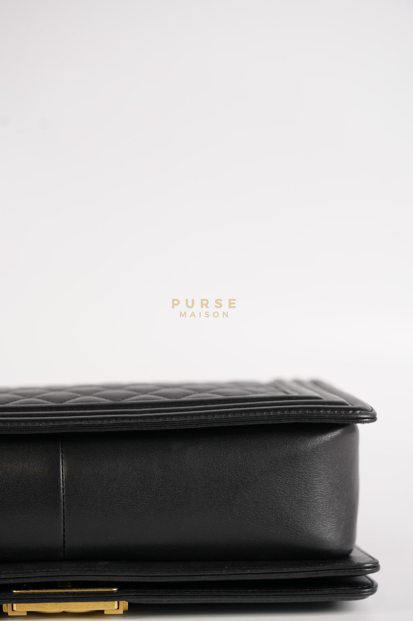 Boy New Medium in Black Quilted Lambskin Leather and Aged Gold Hardware Series 20 | Purse Maison Luxury Bags Shop