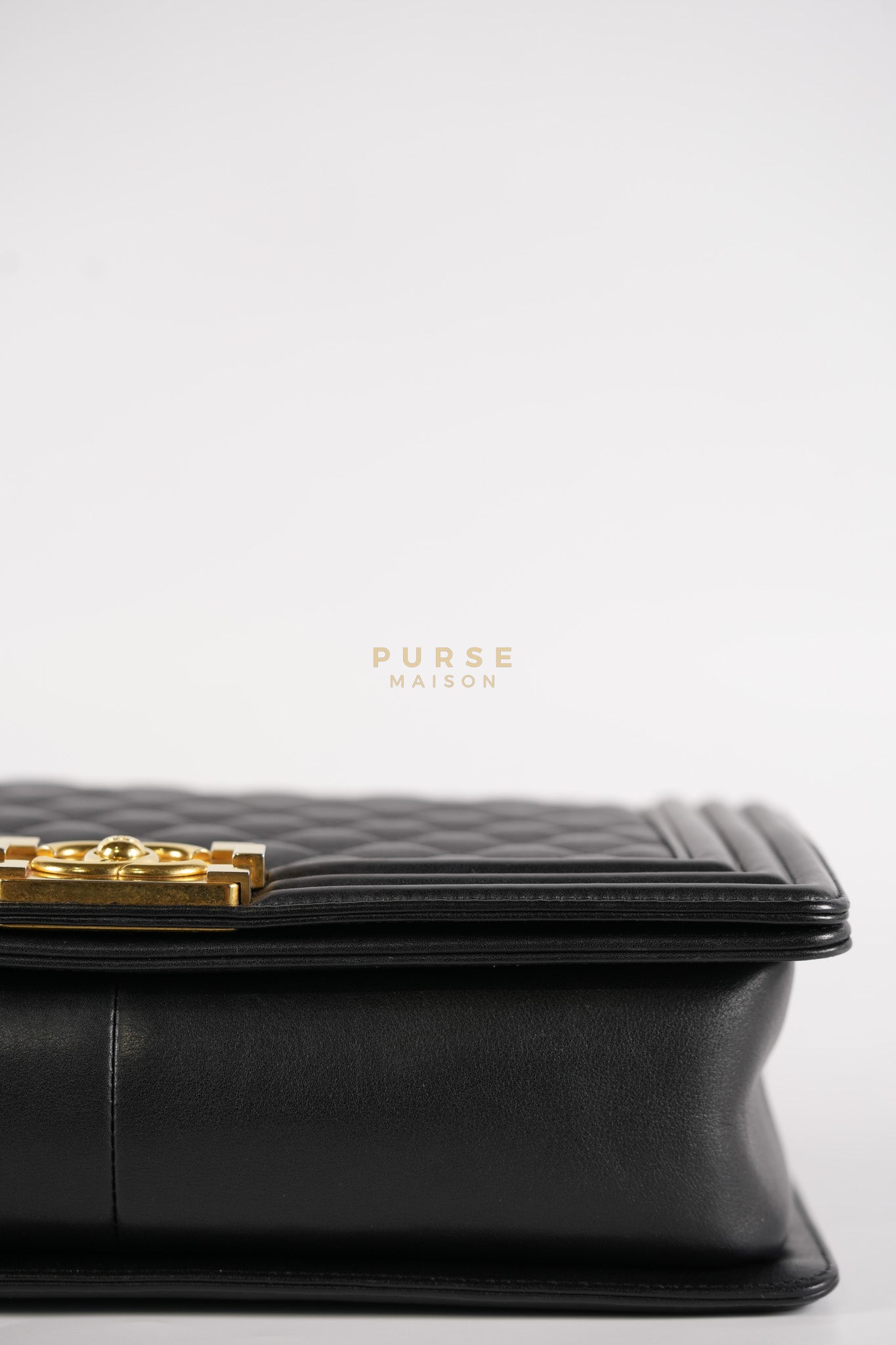 Boy New Medium in Black Quilted Lambskin Leather and Aged Gold Hardware Series 20 | Purse Maison Luxury Bags Shop