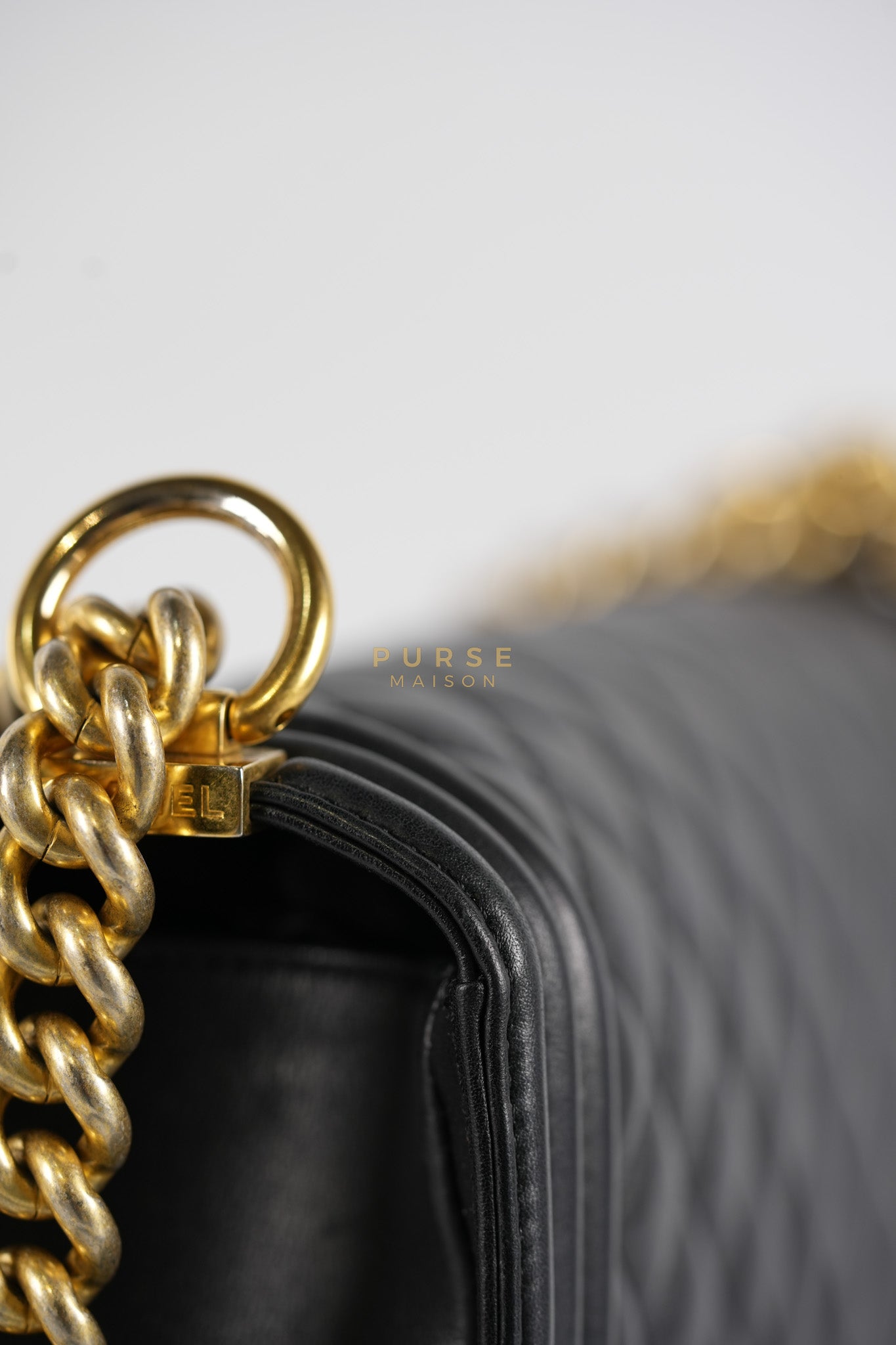 Boy New Medium in Black Quilted Lambskin Leather and Aged Gold Hardware Series 20 | Purse Maison Luxury Bags Shop